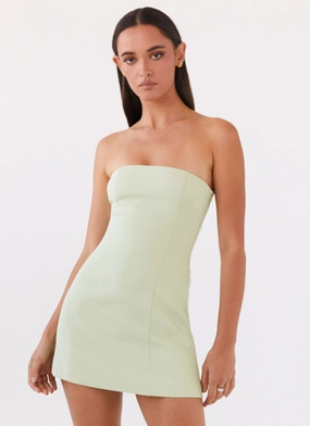 Ayanna Strapless Mini Dress - Green Zest Evening Chic Designer-Label
