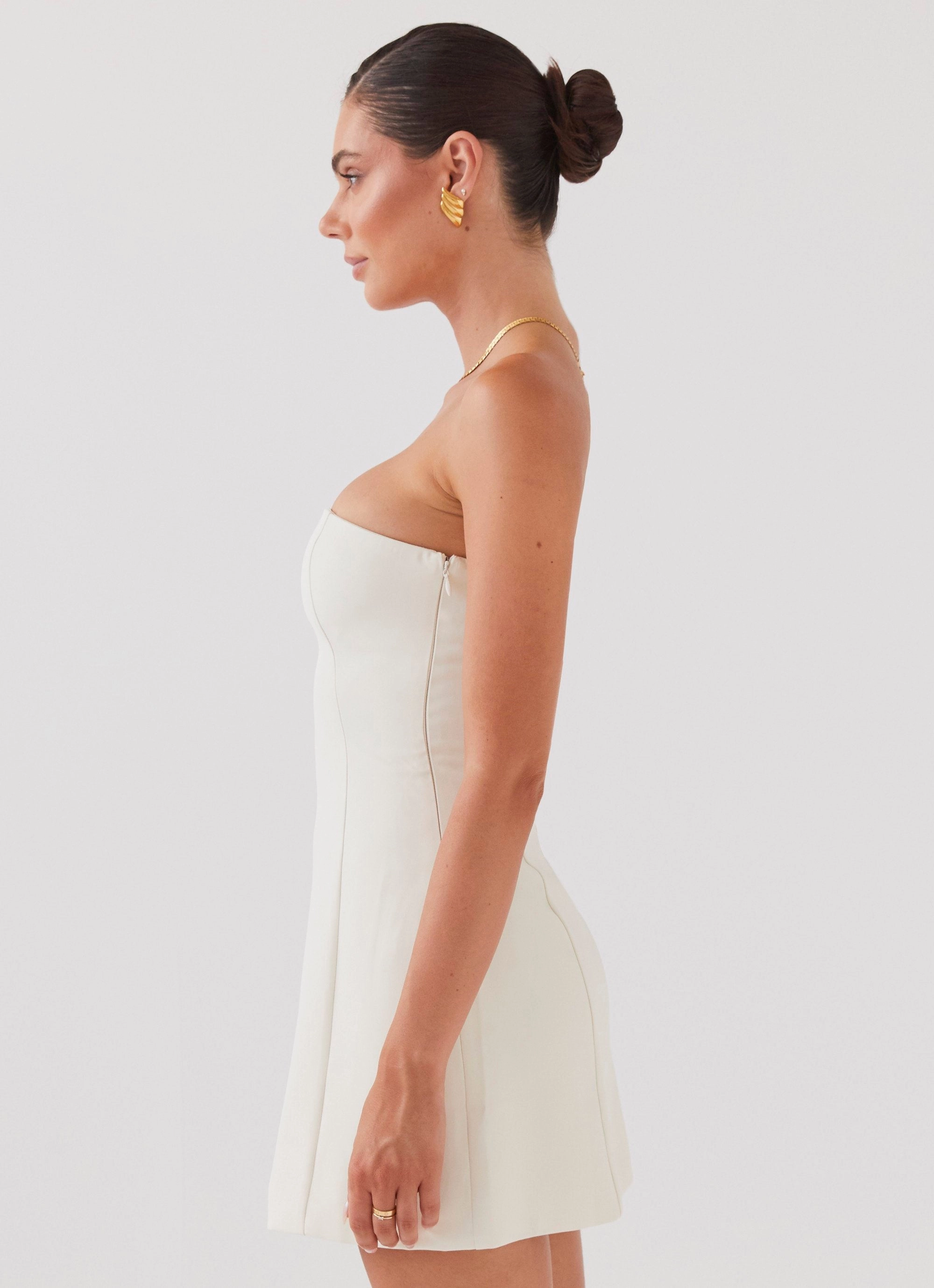 Satin Layers Ayanna Strapless Mini Dress - Ivory