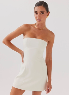 Matte-finish Sleek and Flattering Ayanna Strapless Mini Dress - Ivory