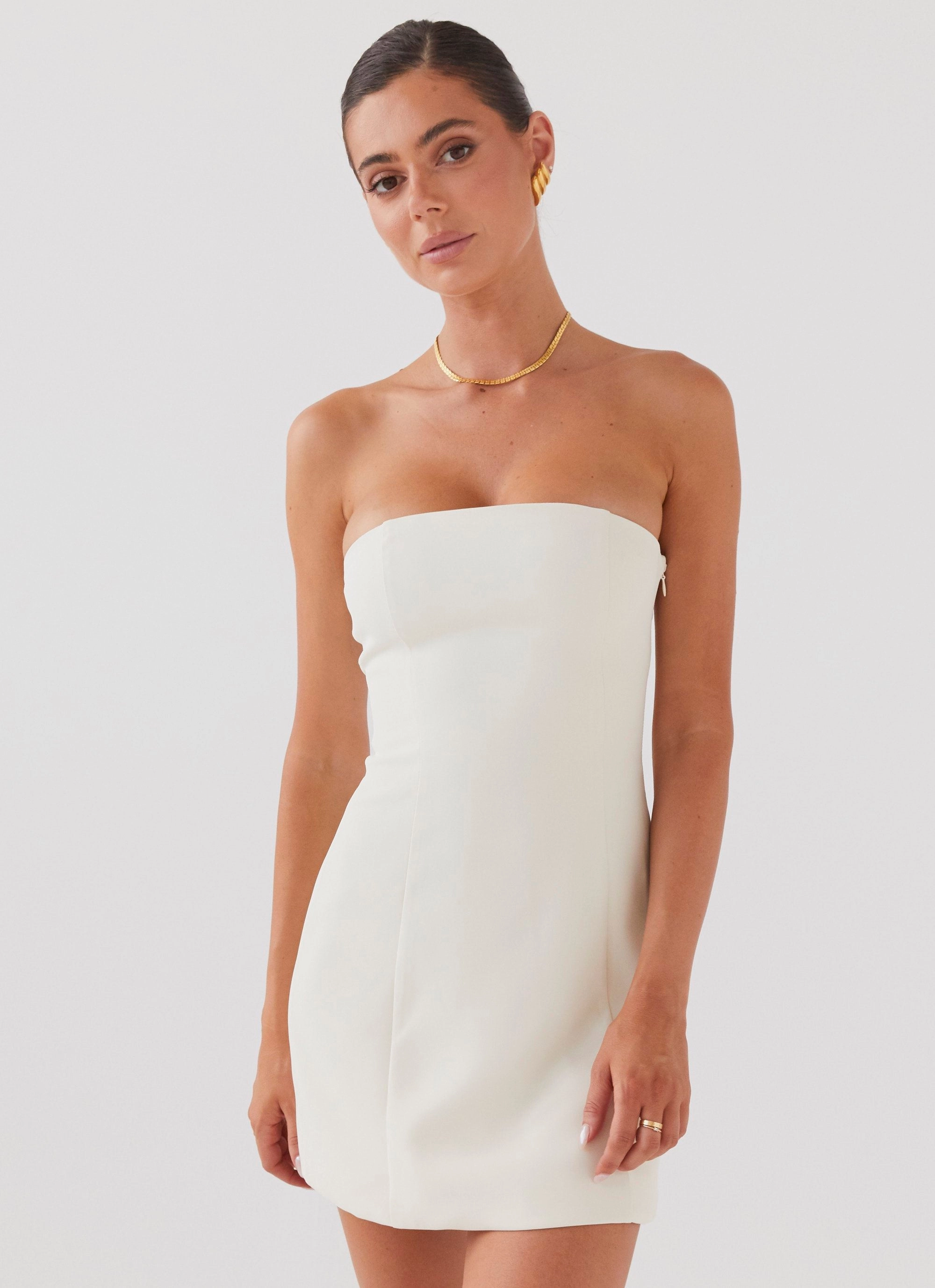 Ayanna Strapless Mini Dress - Ivory Cool Undertone Lounge Texture