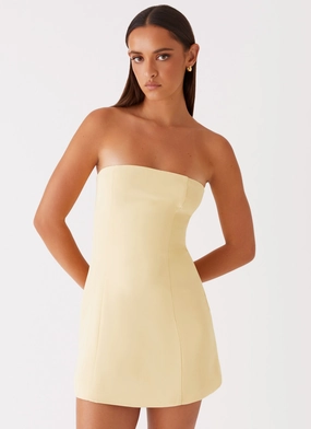 Ayanna Strapless Mini Dress - Yellow Crisp Silhouette