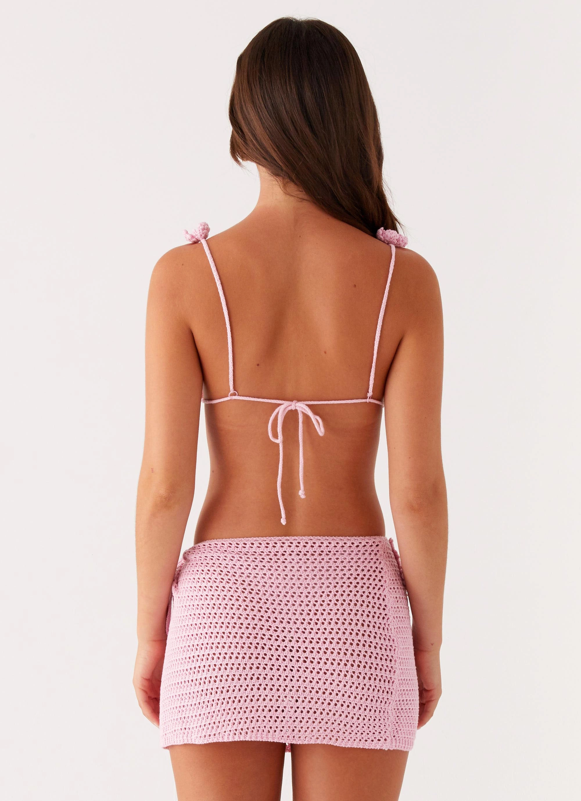 Aziza Crochet Bikini Top - Pink Lively Patterns Stretchable Fit
