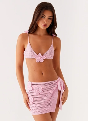 Tummy Control Panels Aziza Crochet Bikini Top - Pink