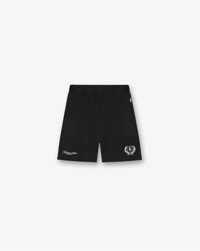 Double Needle Stitching Represent Crest Short - Jet Black