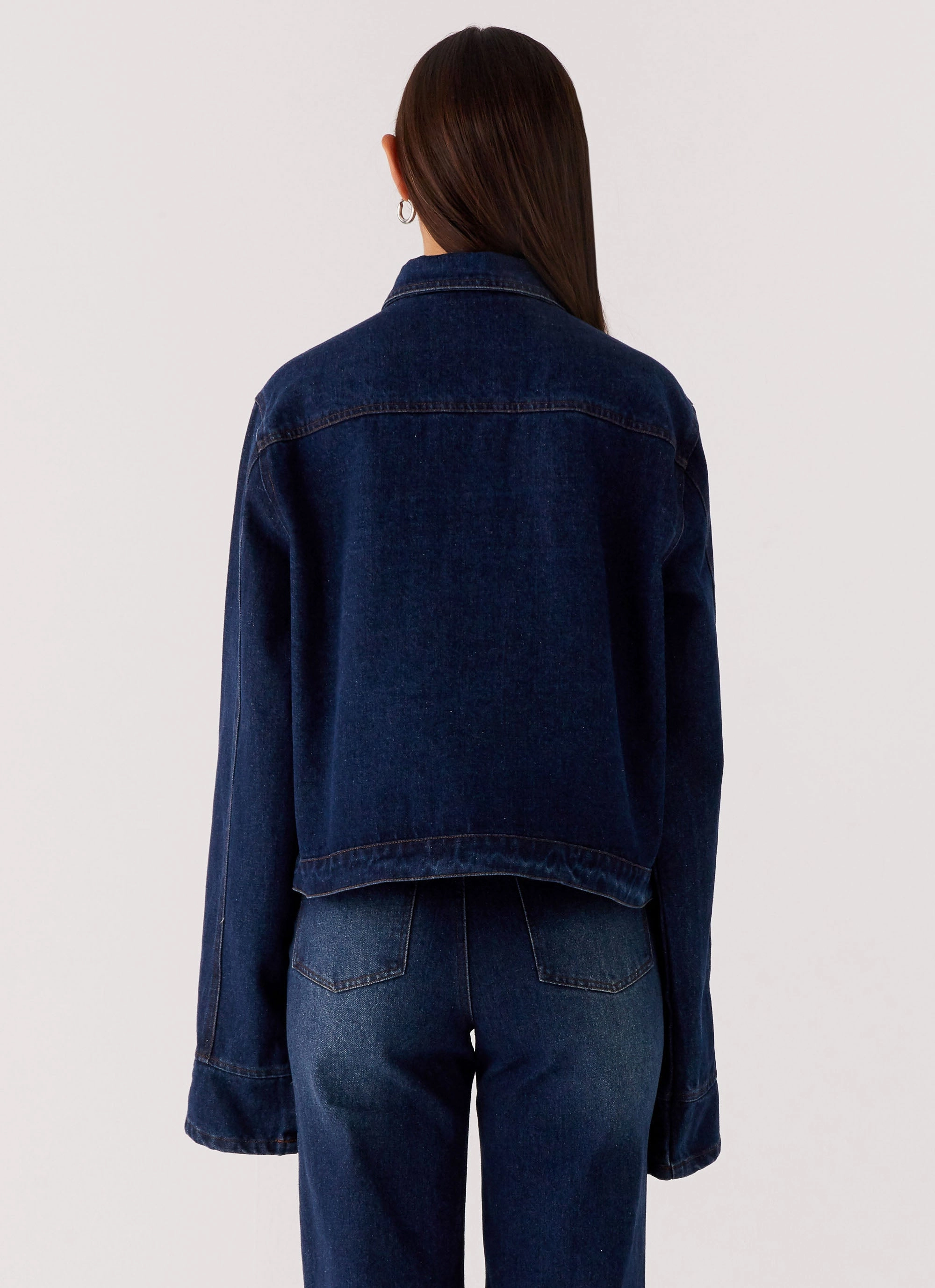 360?? Visibility Temperature Regulating Lining Back Again Oversized Denim Jacket - Vintage Blue