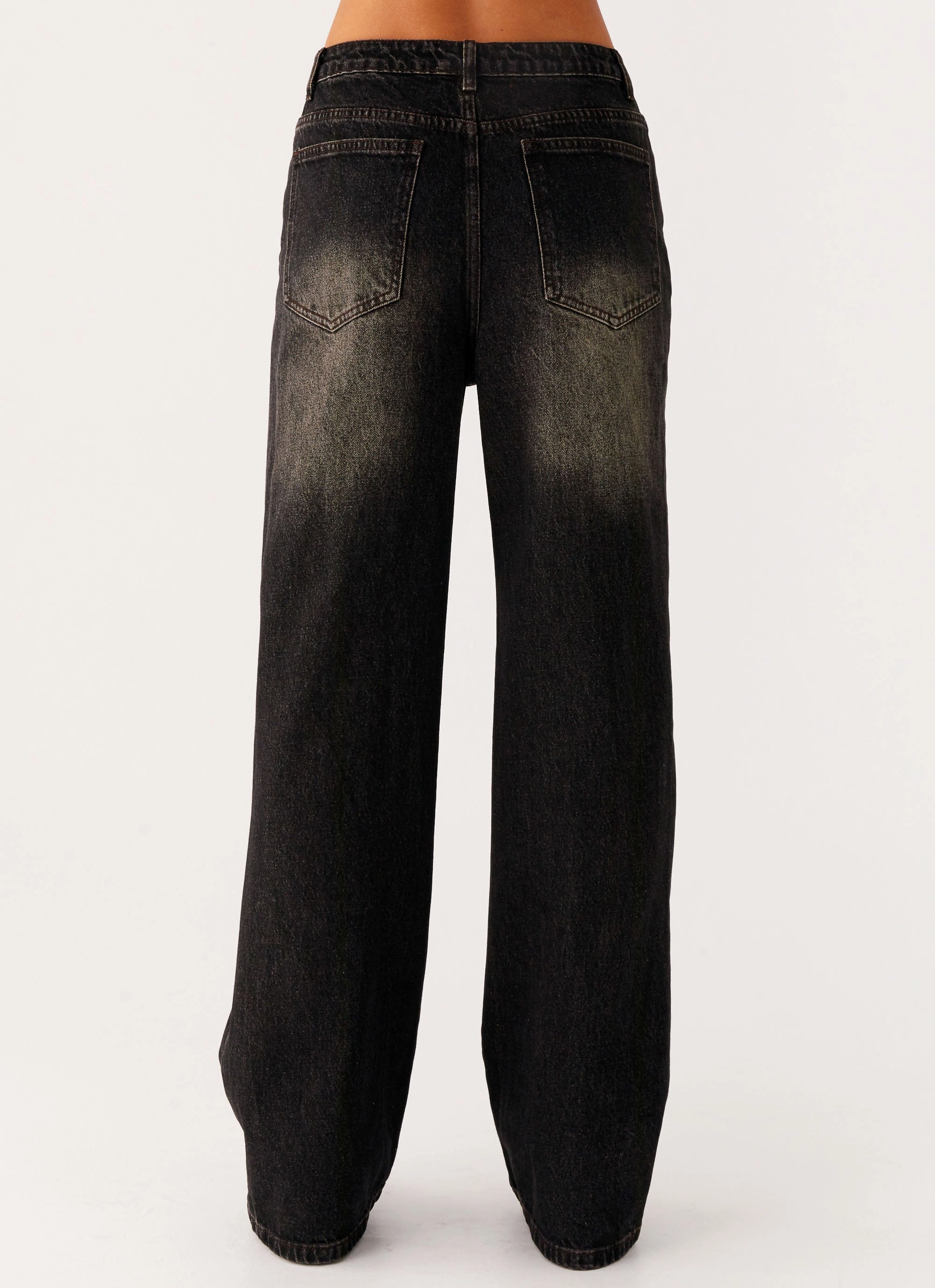 Stylish Adult Fashion Back Again Straight Leg Denim Jeans - Acid Charcoal