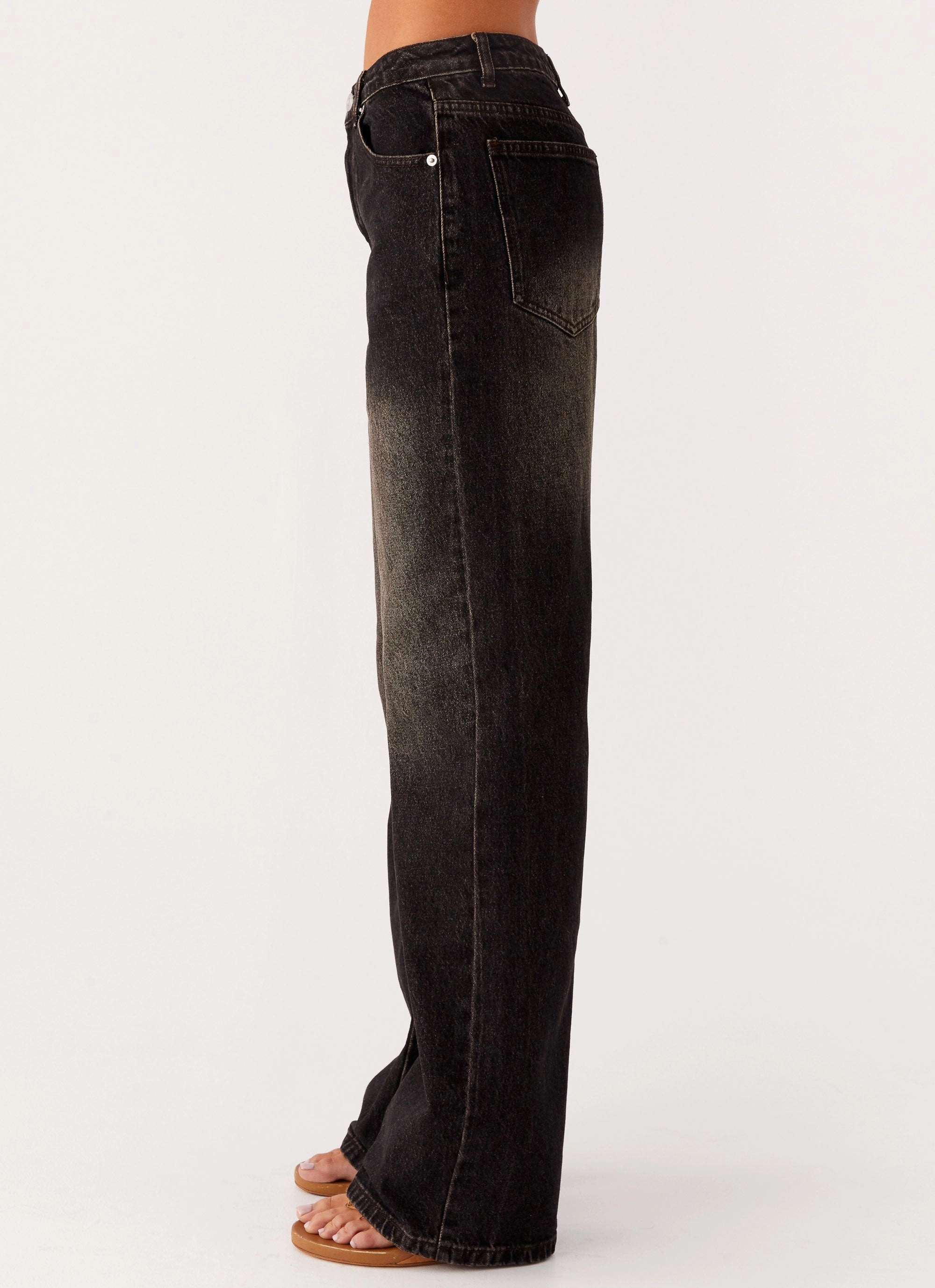 Street Cool Back Again Straight Leg Denim Jeans - Acid Charcoal