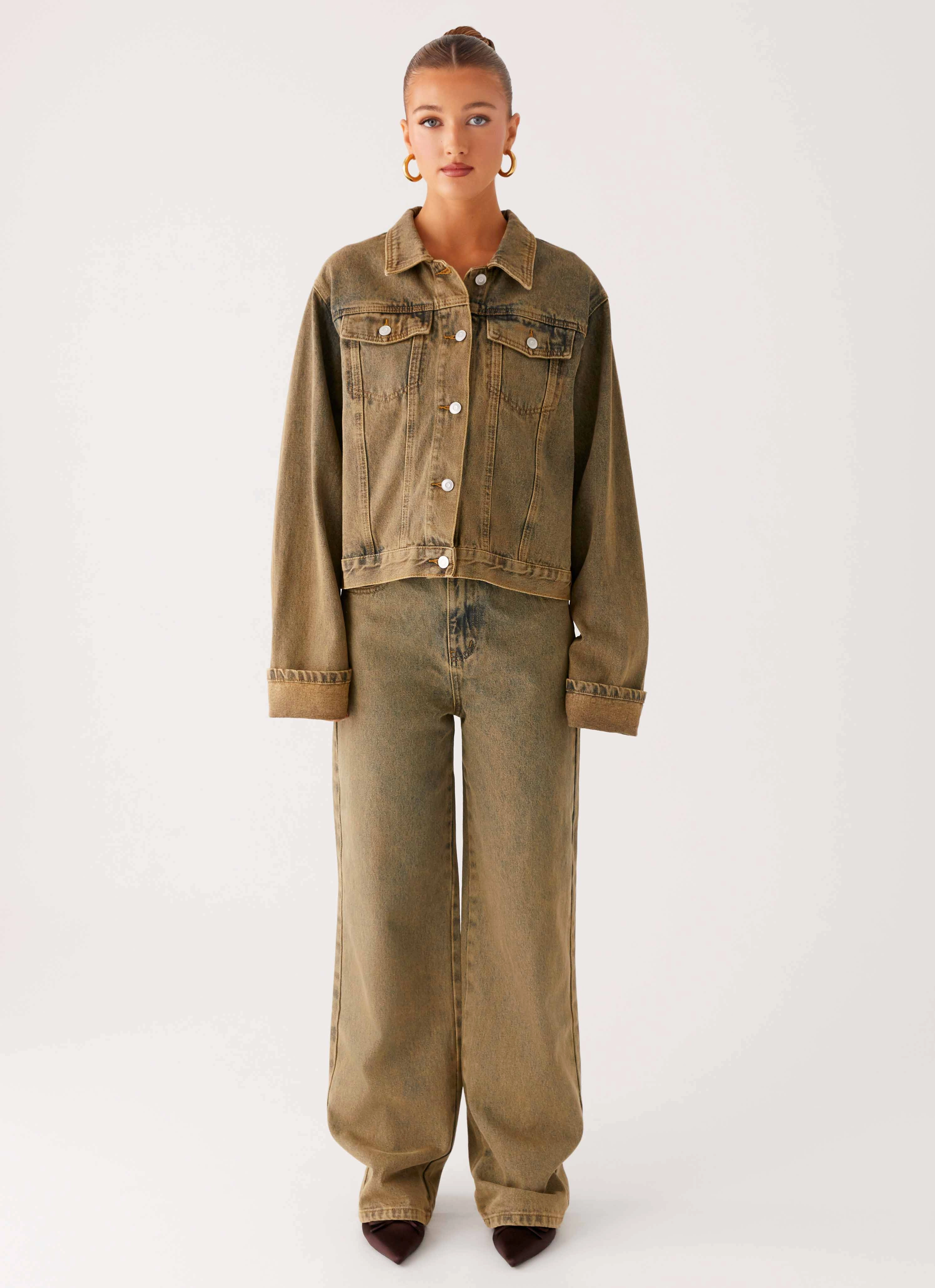 Ever Versatile UltraSoft Lining Back Again Straight Leg Denim Jeans - Brown Sand Wash