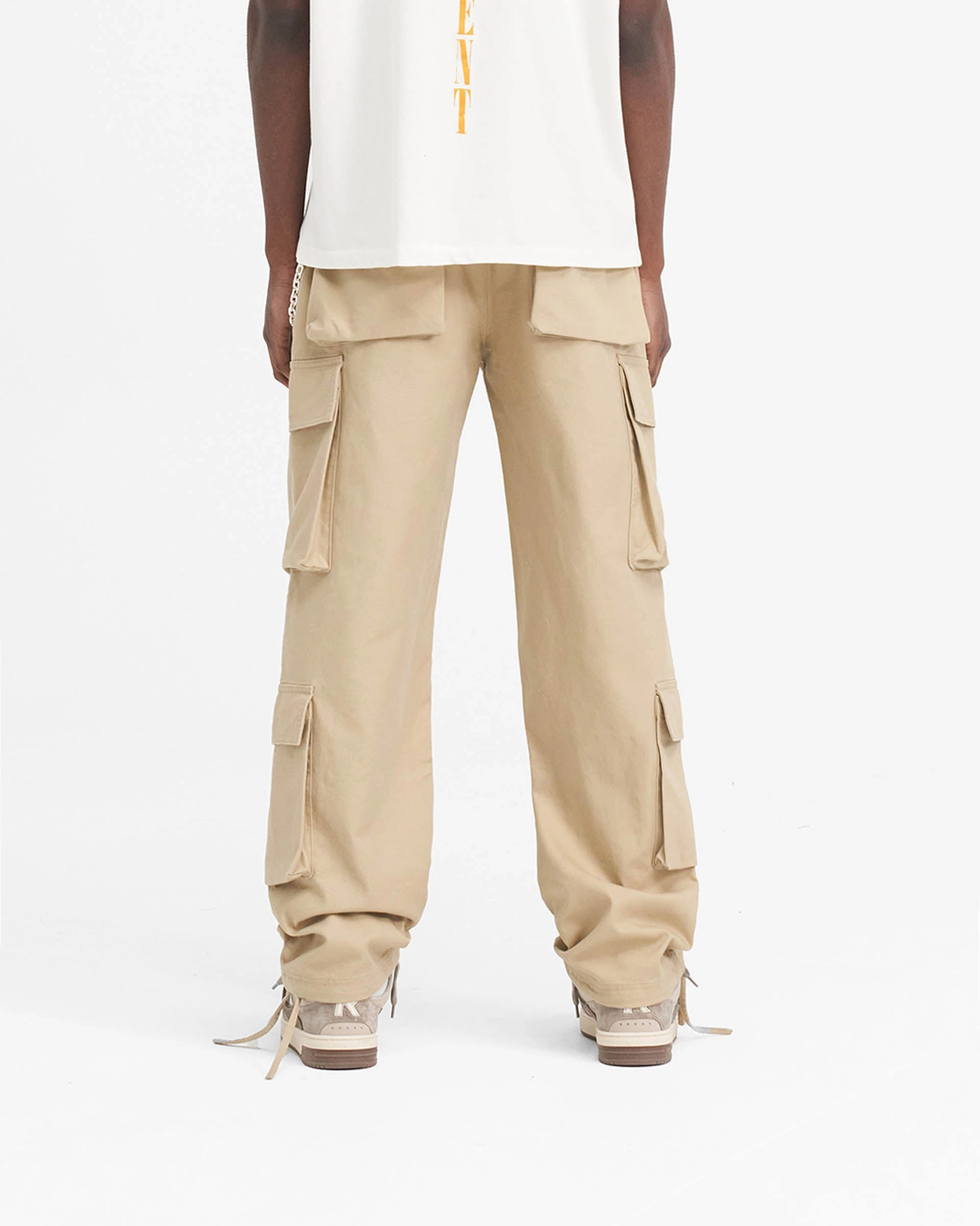 Denim finish Baggy Cargo Pant - Sandstone