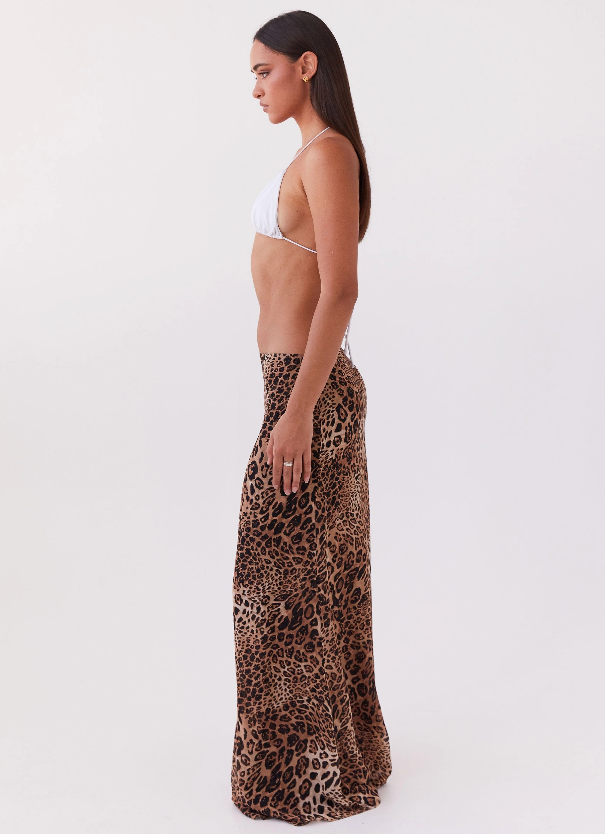 Winter Layering Removable Belt Violetta Maxi Skirt - Leopard