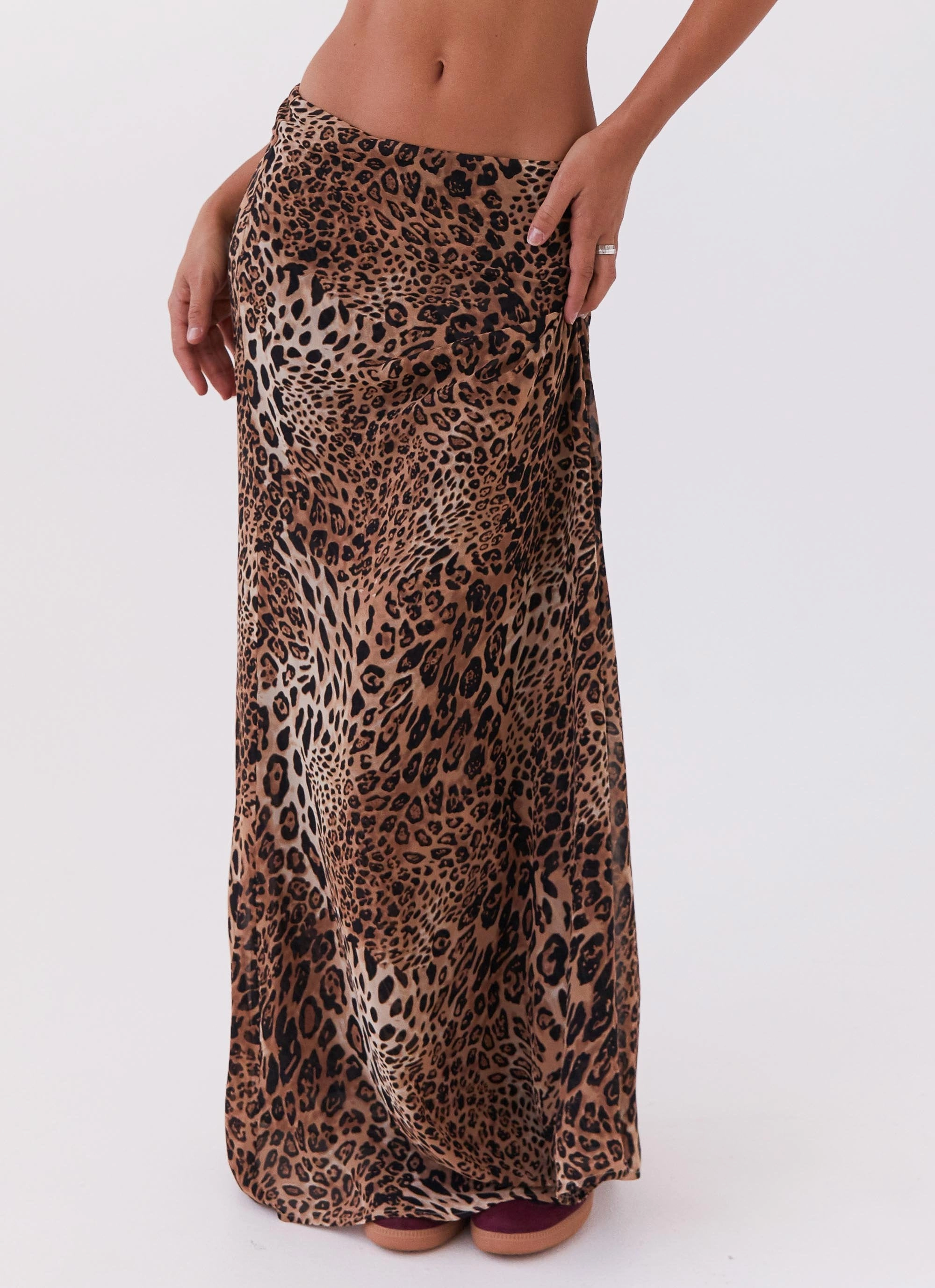 Contemporary Brand lace accents Violetta Maxi Skirt - Leopard