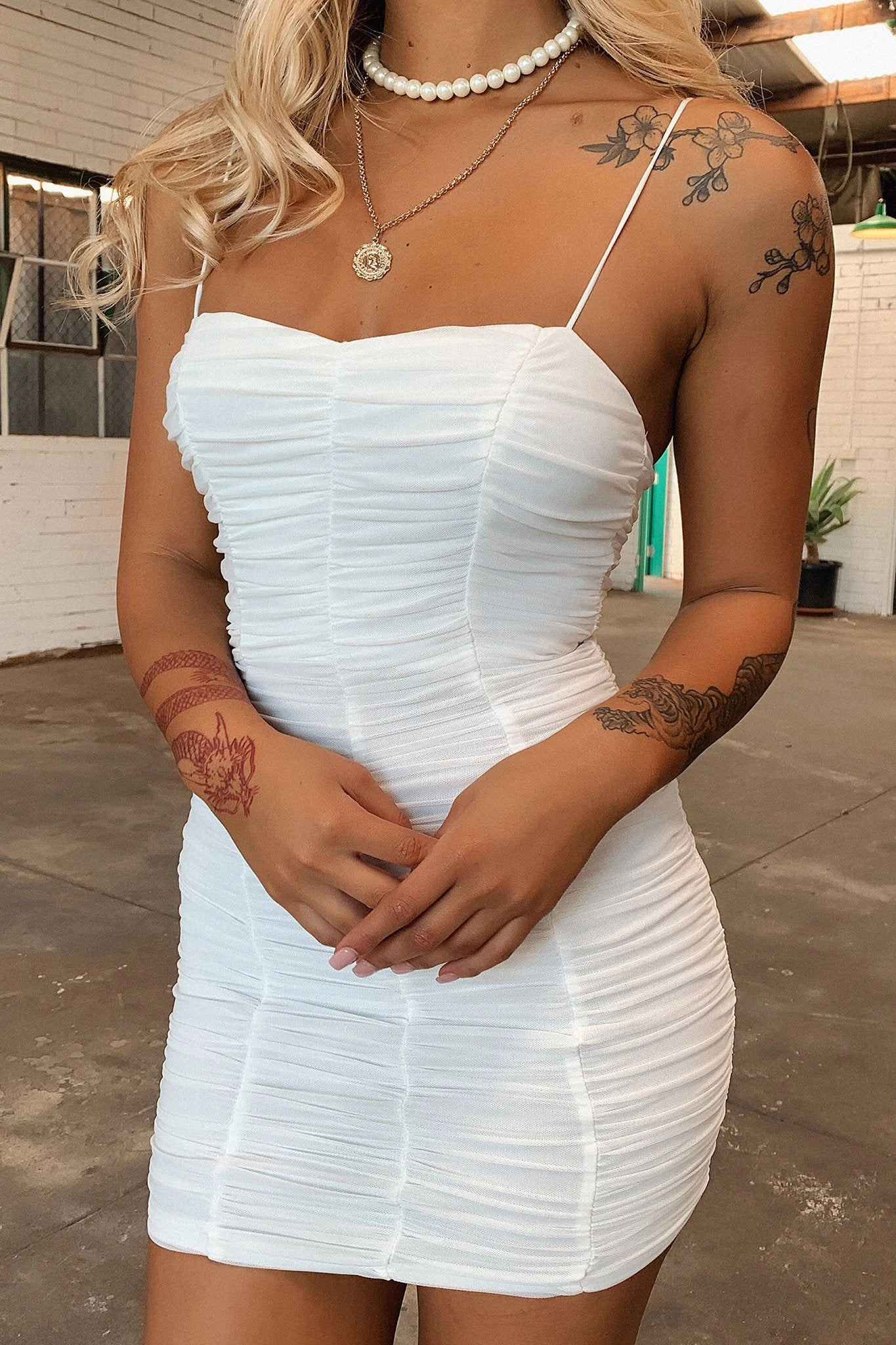 Ballina Dress - White Feminine Touch Modest Cut