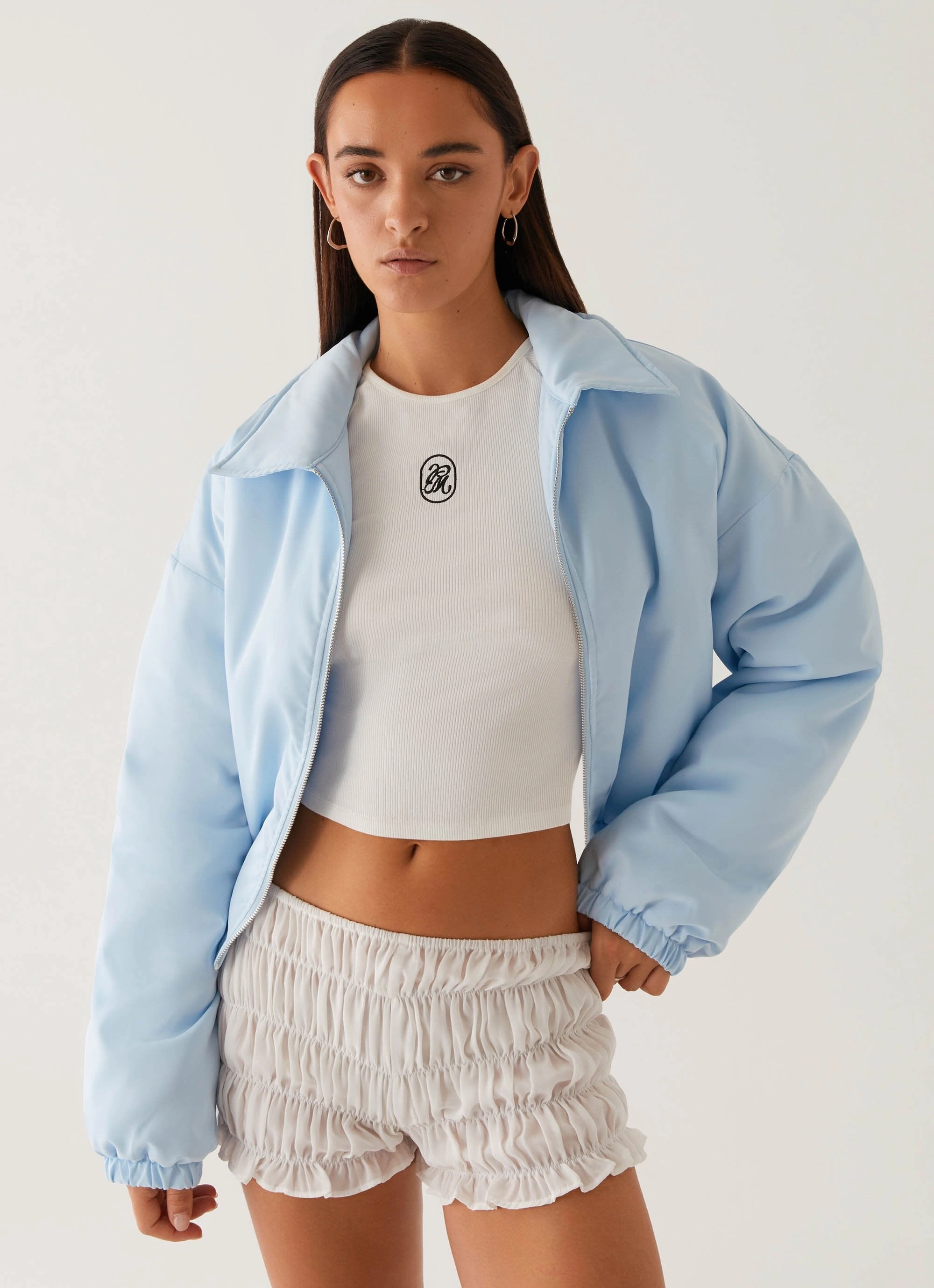 Baltimore Bomber Jacket - Pale Blue City Ready Style Transitional Layer