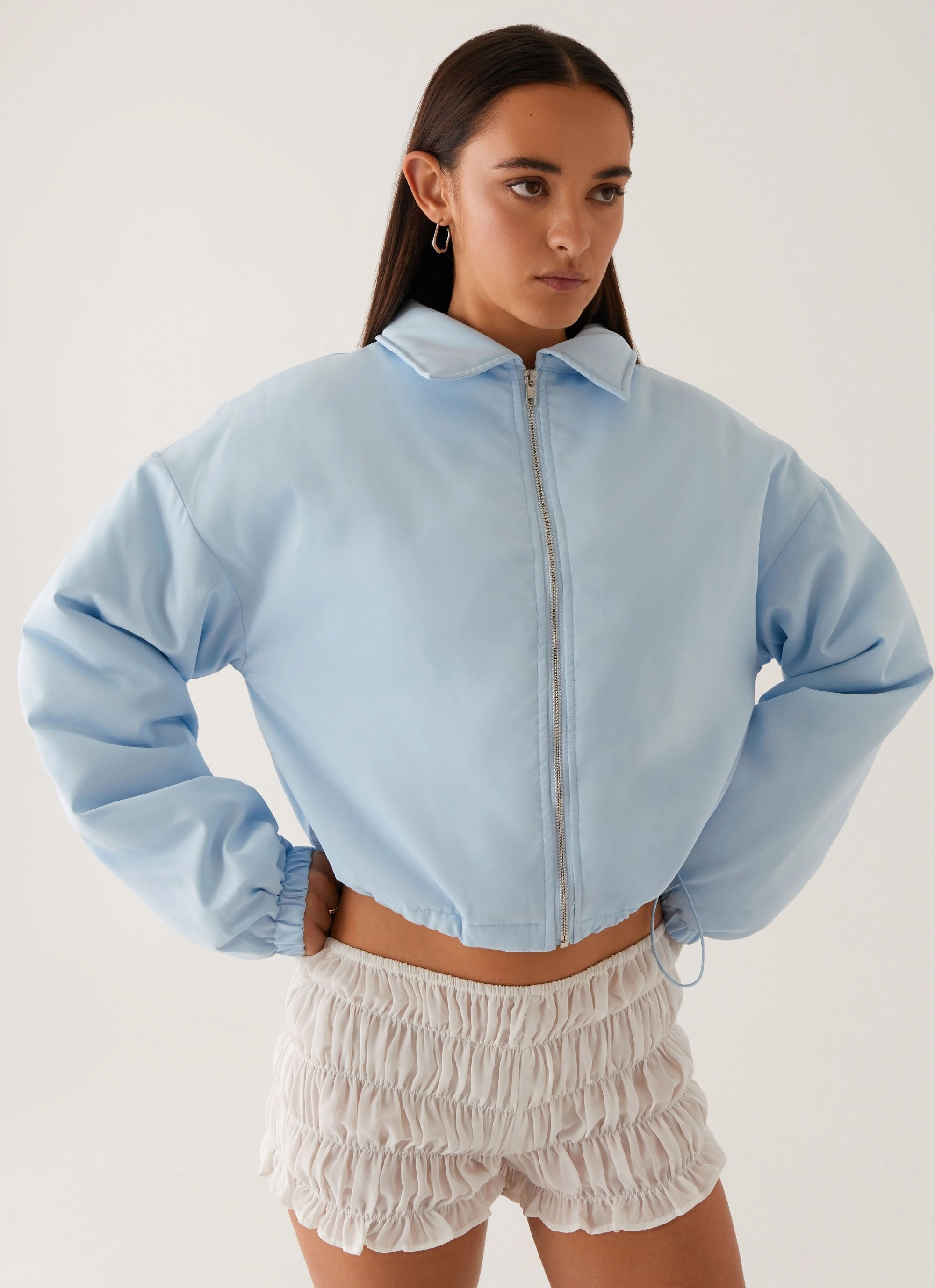Baltimore Bomber Jacket - Pale Blue Trail To Town Teflon coating