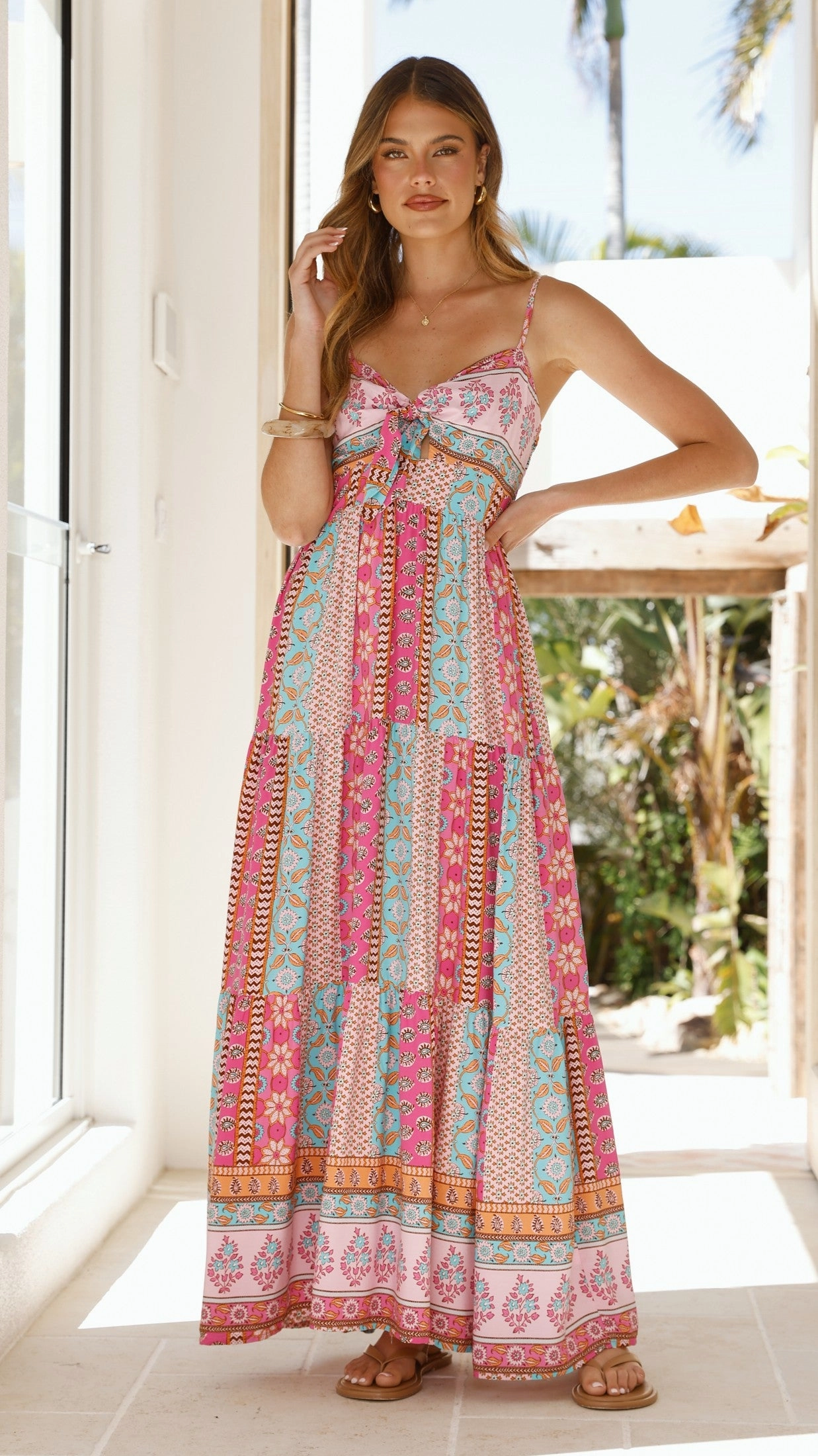 Bambi Maxi Dress - Cedella Print Chic and Cozy Wear Cold-Shoulder
