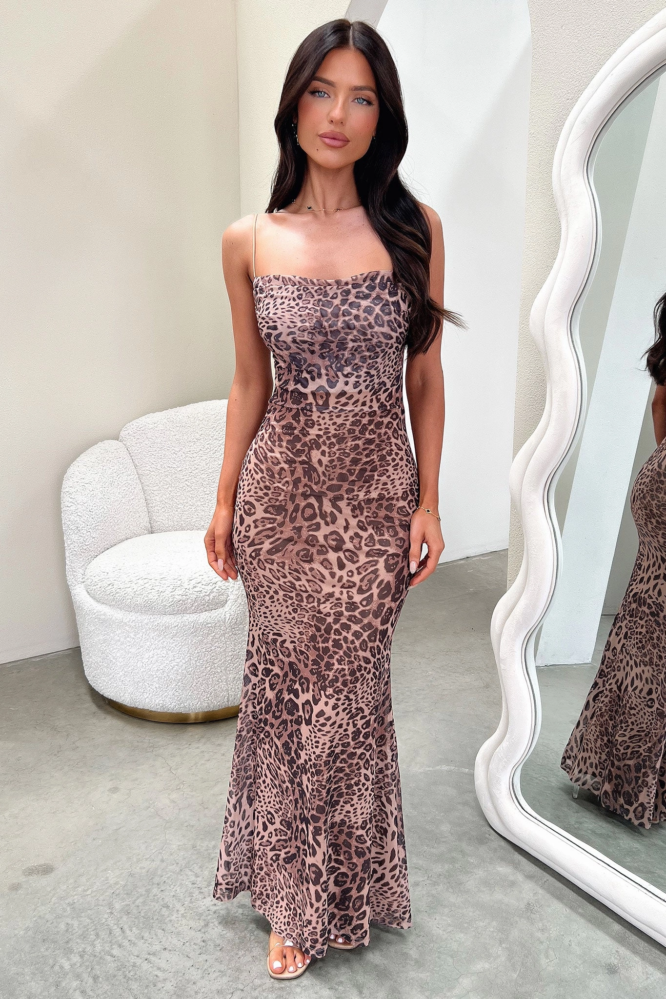 Barb Mesh Maxi Dress - Leopard Relaxed and Effortless