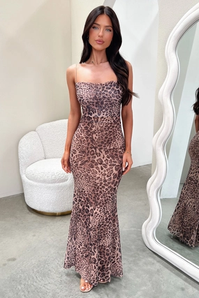 Barb Mesh Maxi Dress - Leopard Relaxed and Effortless