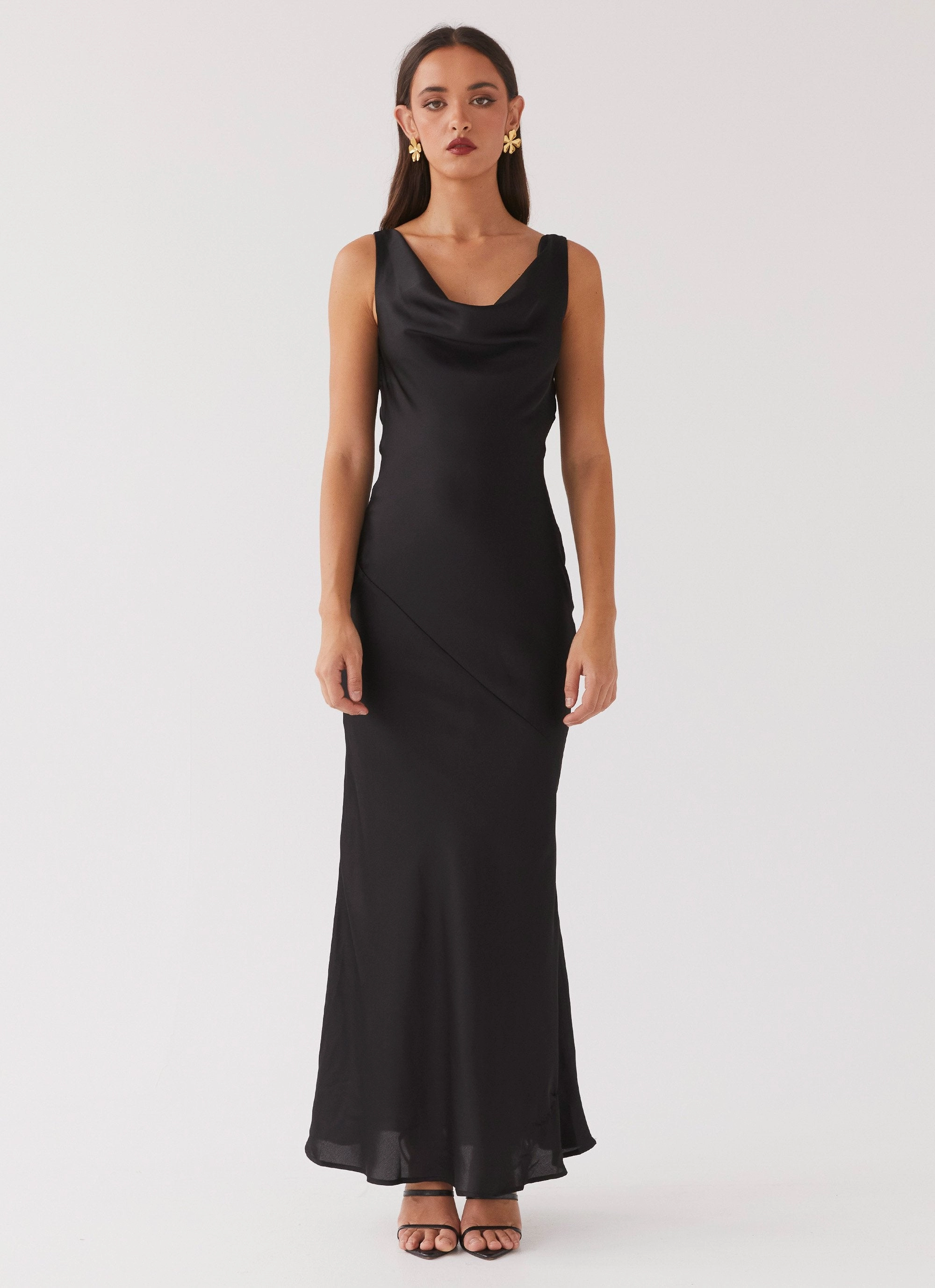 Quiet Luxury Stylish day dress Be Mine Satin Maxi Dress - Black
