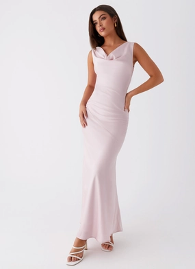 Versatile Comfort Be Mine Satin Maxi Dress - Mauve Pink