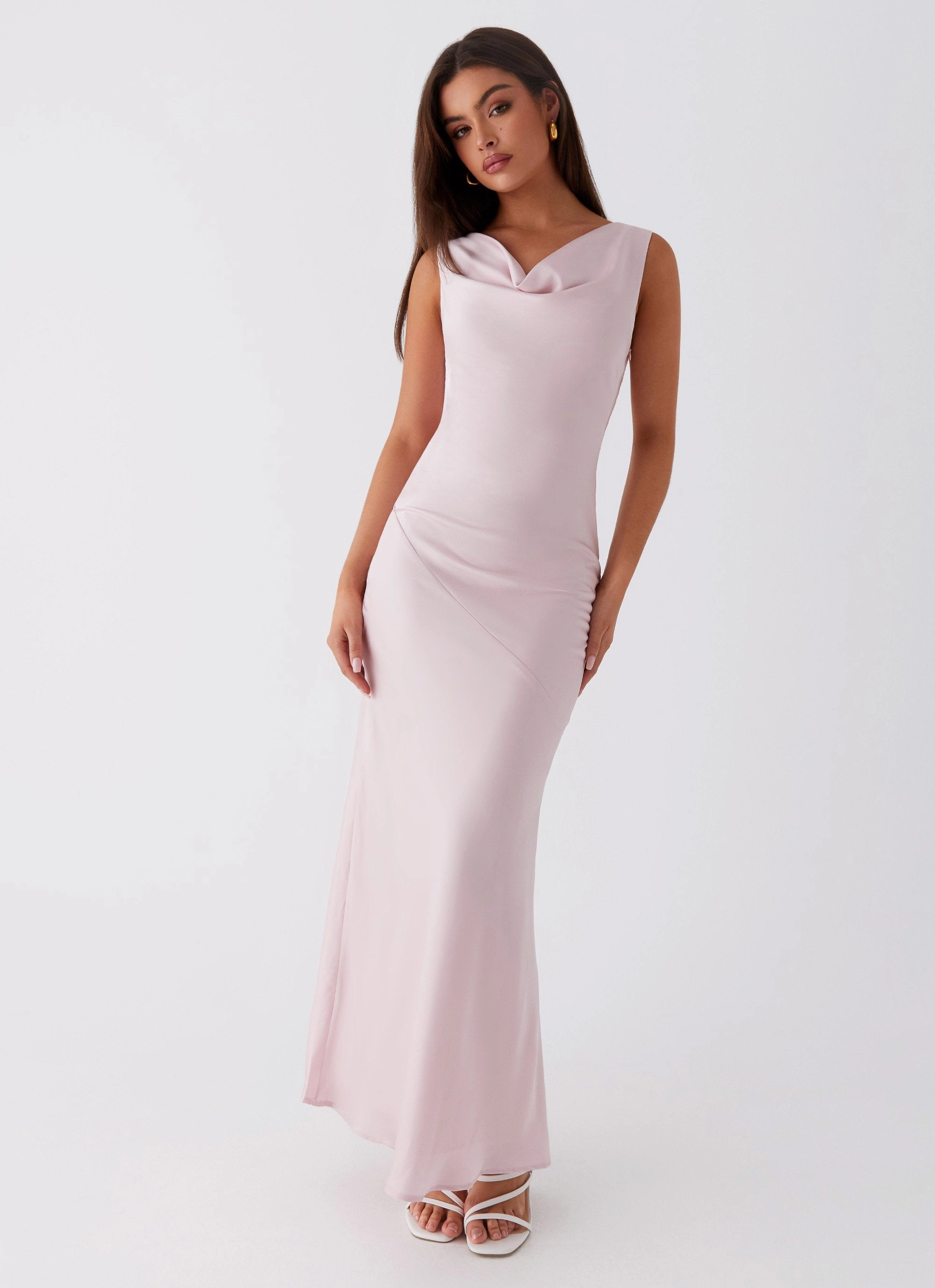 Exclusive-Design Harmonious Layers Be Mine Satin Maxi Dress - Mauve Pink