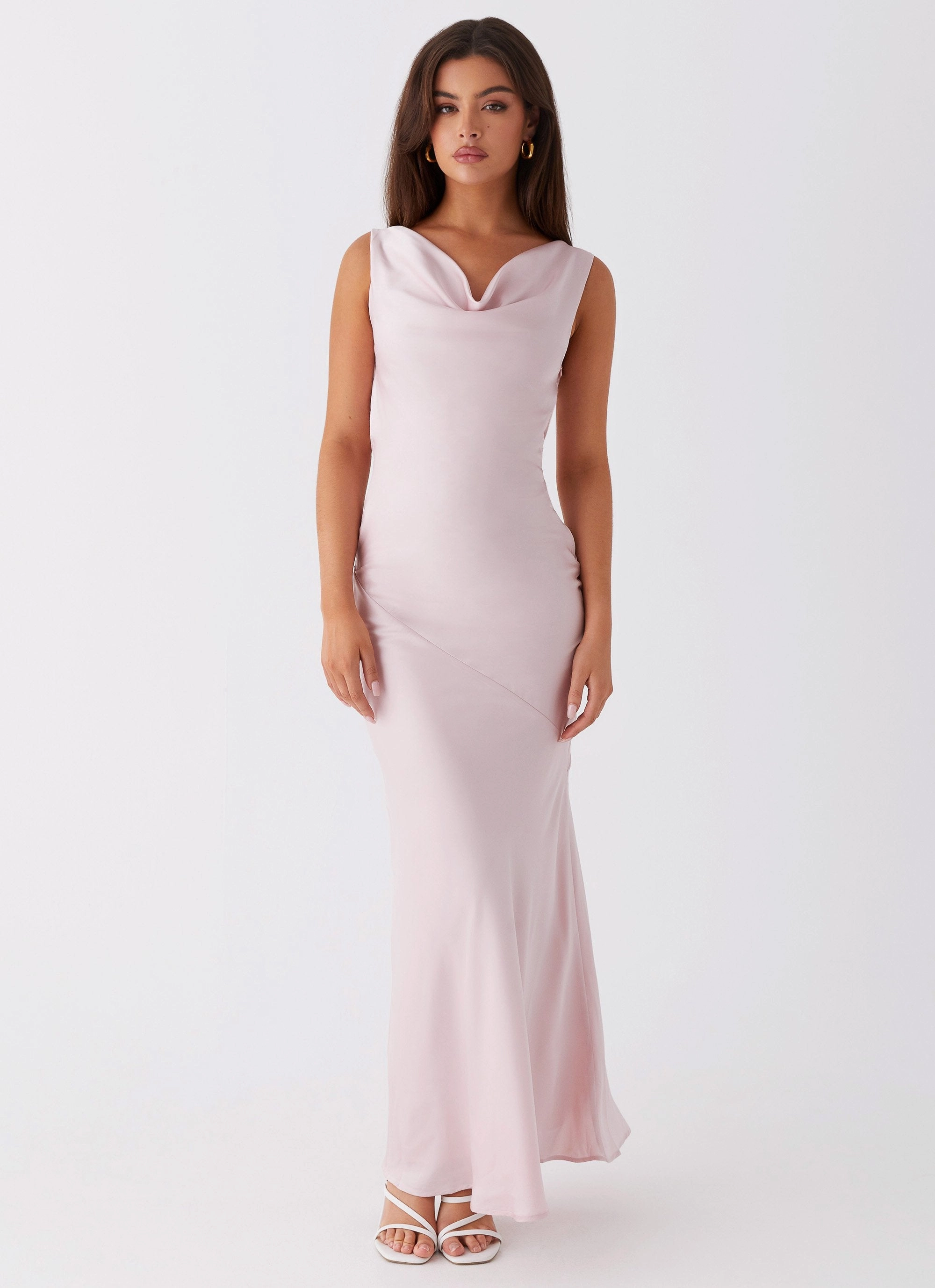 Be Mine Satin Maxi Dress - Mauve Pink Sheer-Overlay