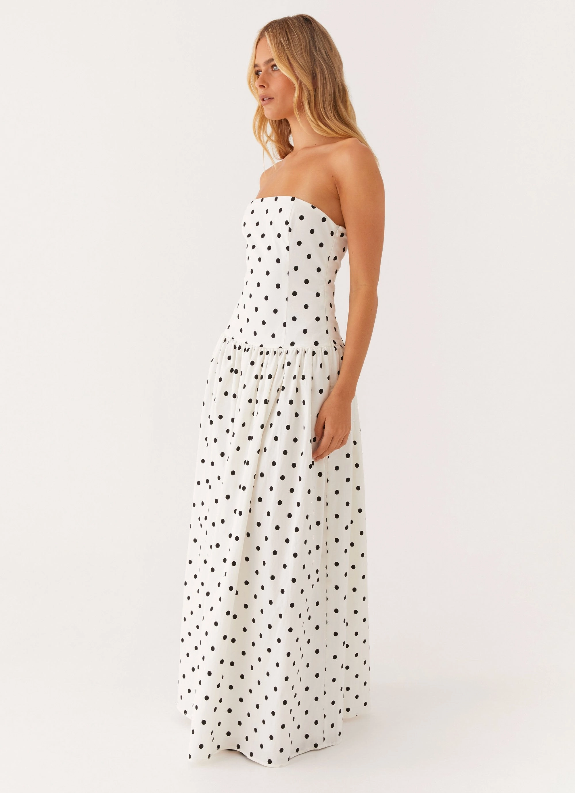 Work Friendly Andorra Maxi Dress - White Polkadot