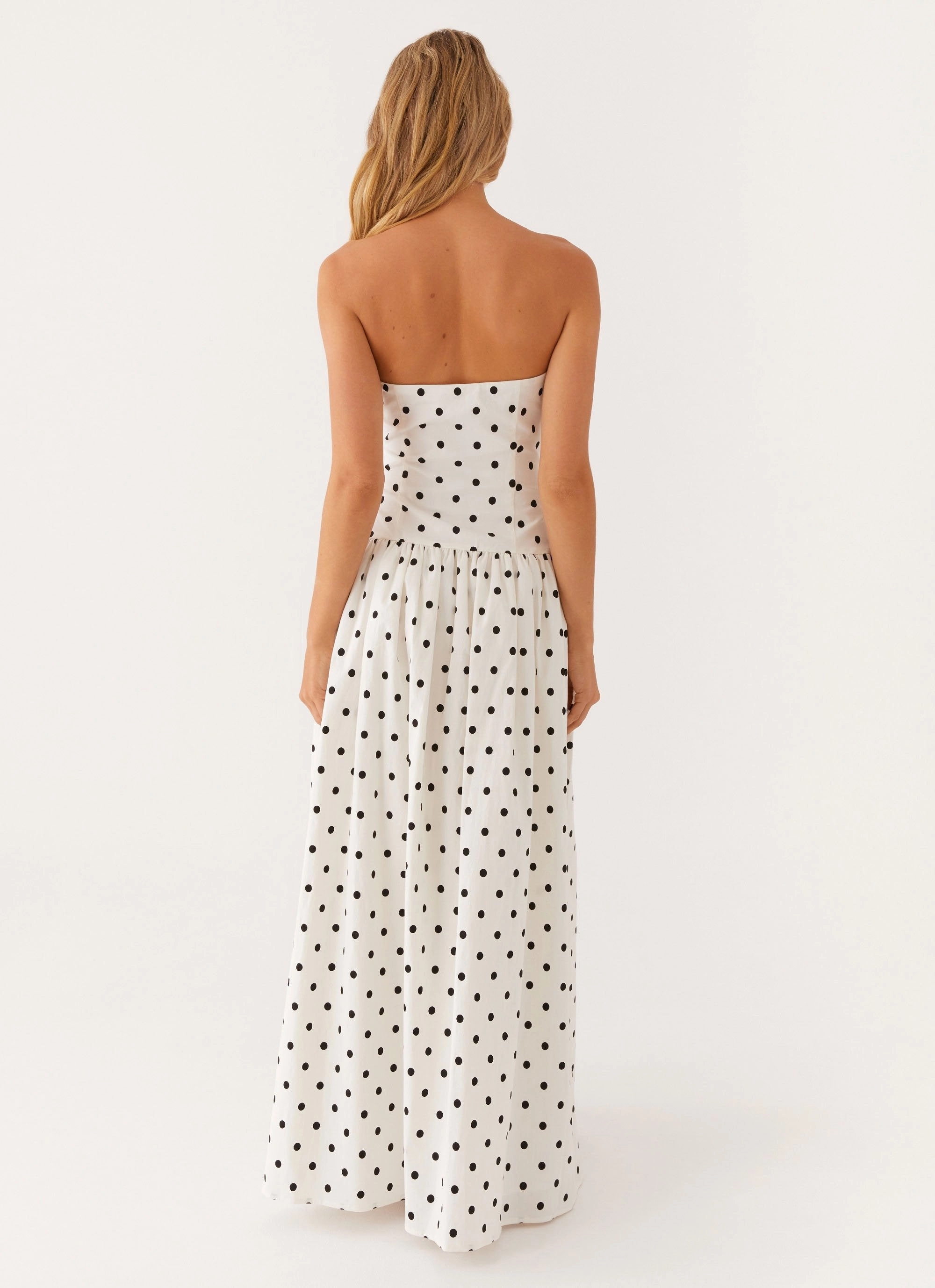 Grace Glow Andorra Maxi Dress - White Polkadot