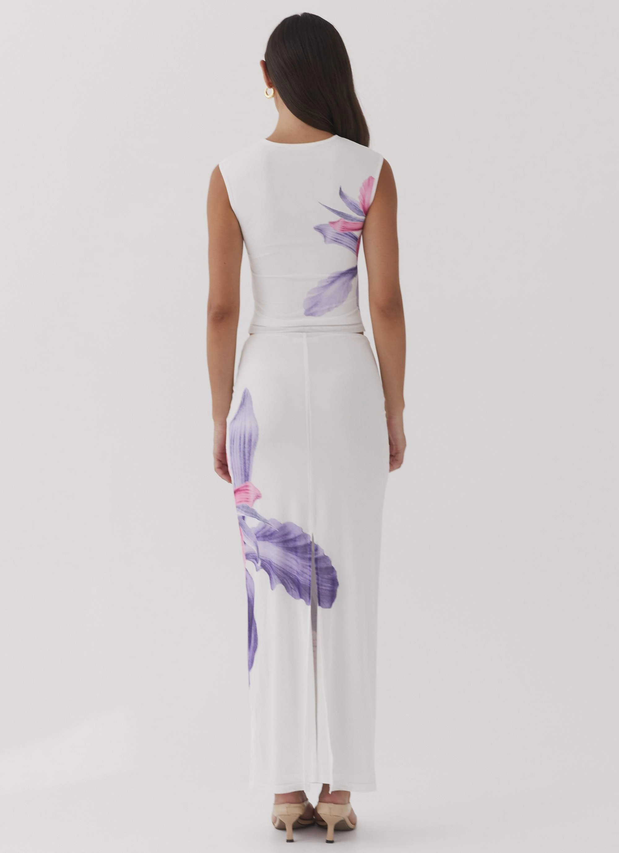 Photography Session Waiting For Dawn Mesh Maxi Skirt - White