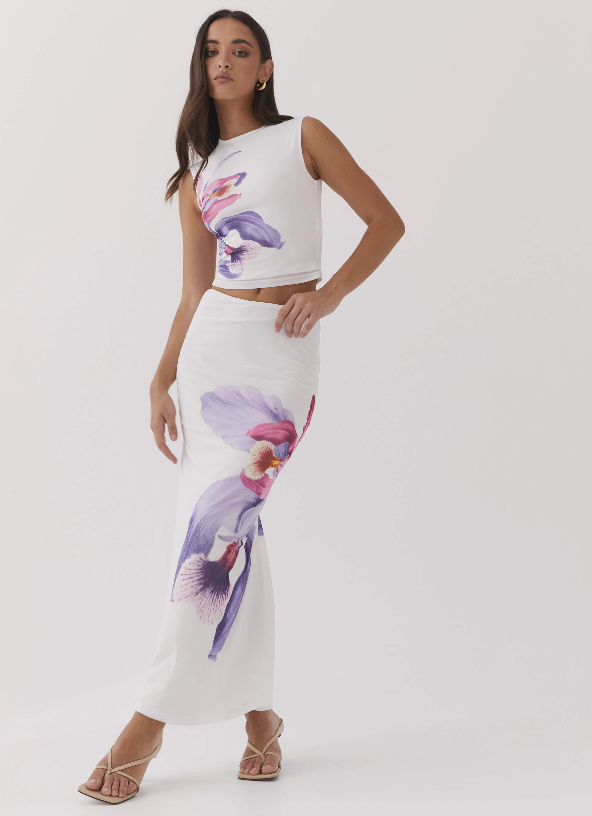 Animal Print Waiting For Dawn Mesh Maxi Skirt - White