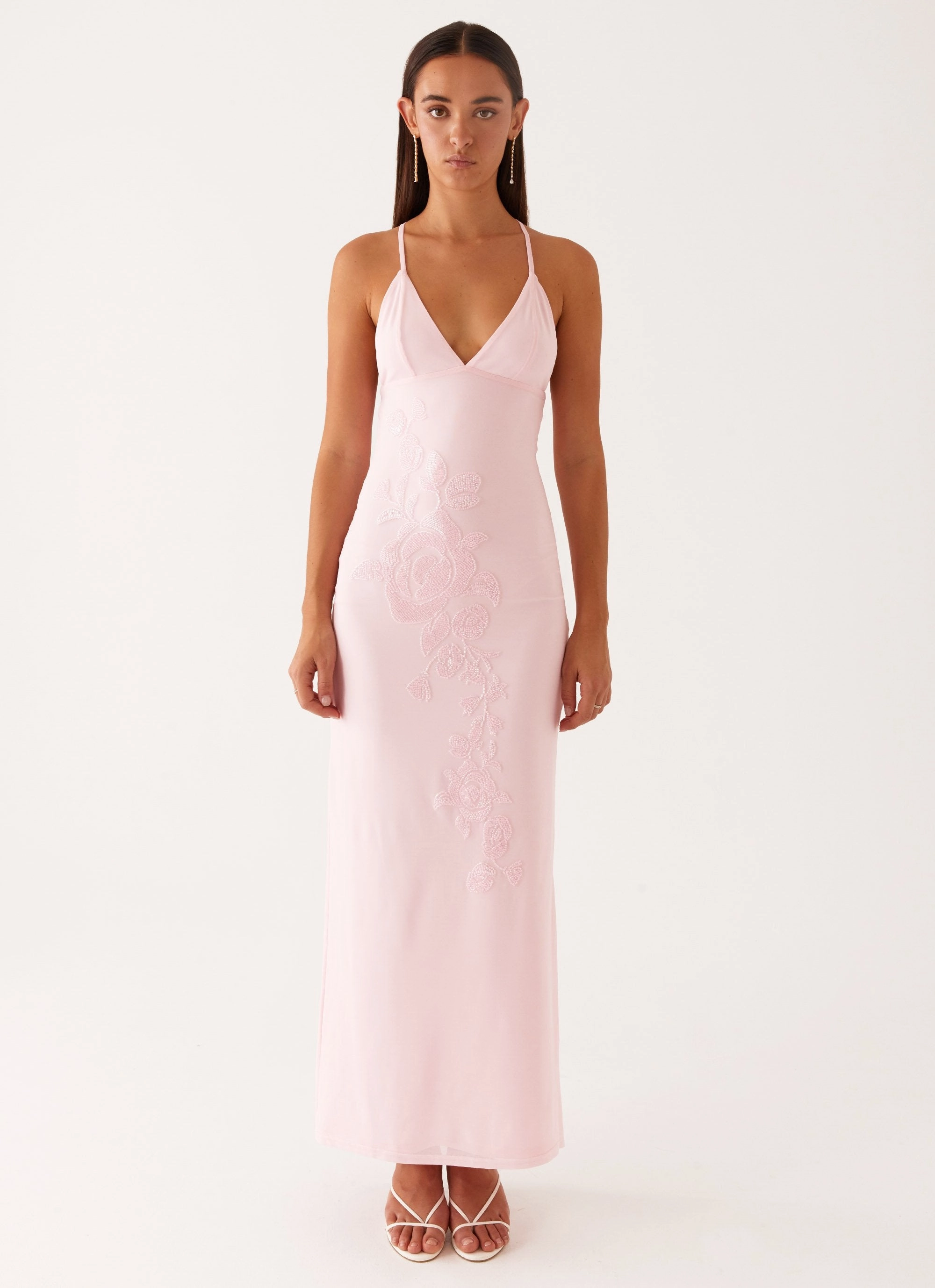 Beki Beaded Mesh Maxi Dress - Pink Love Blend