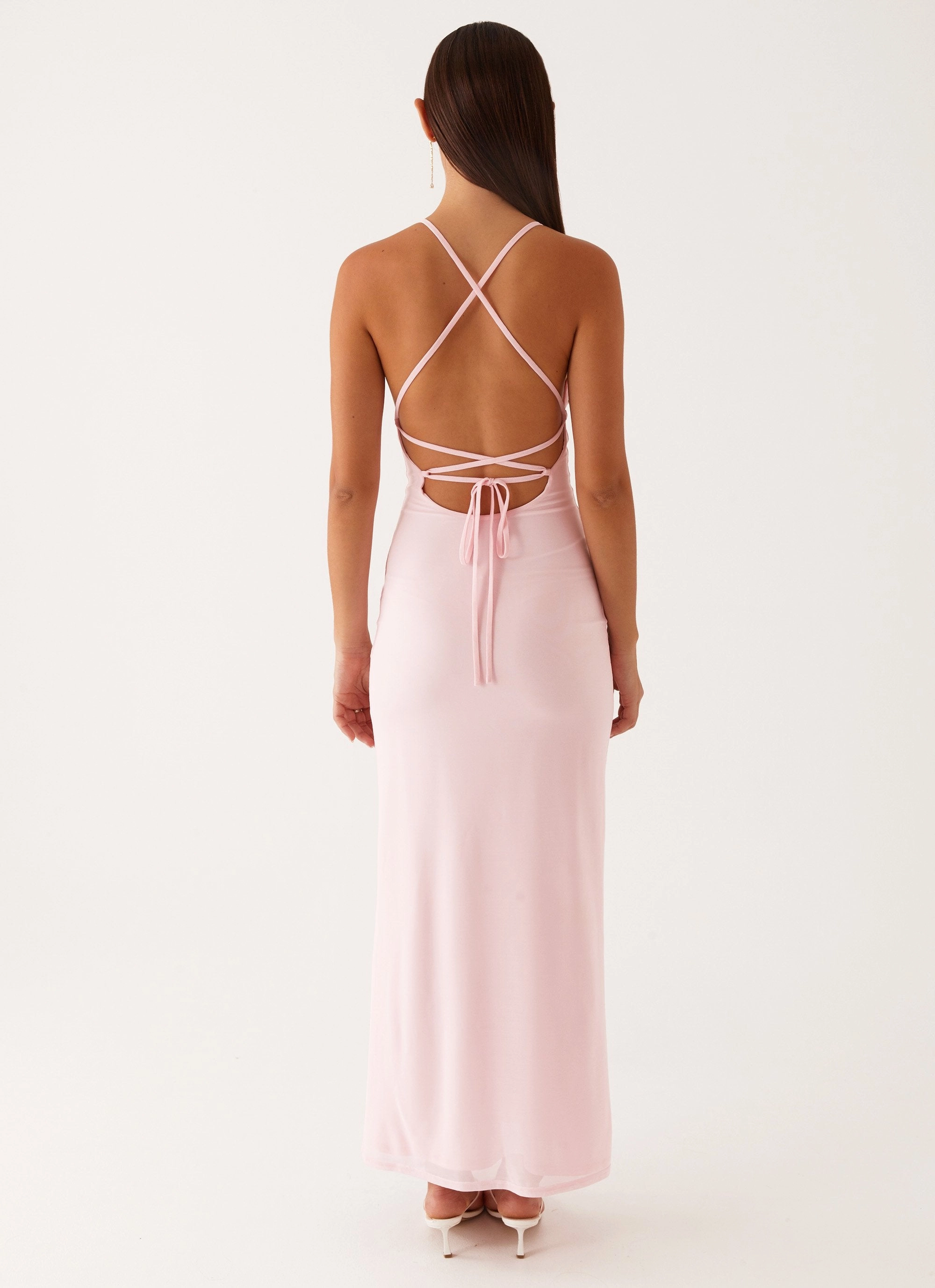 Neutral Form Beki Beaded Mesh Maxi Dress - Pink