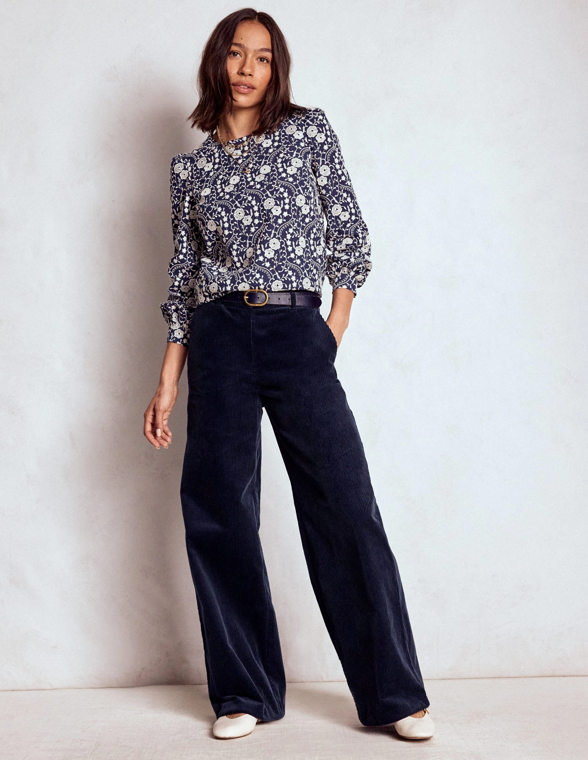 Belgravia Cord Trousers-Navy Perfect Comfort Fit
