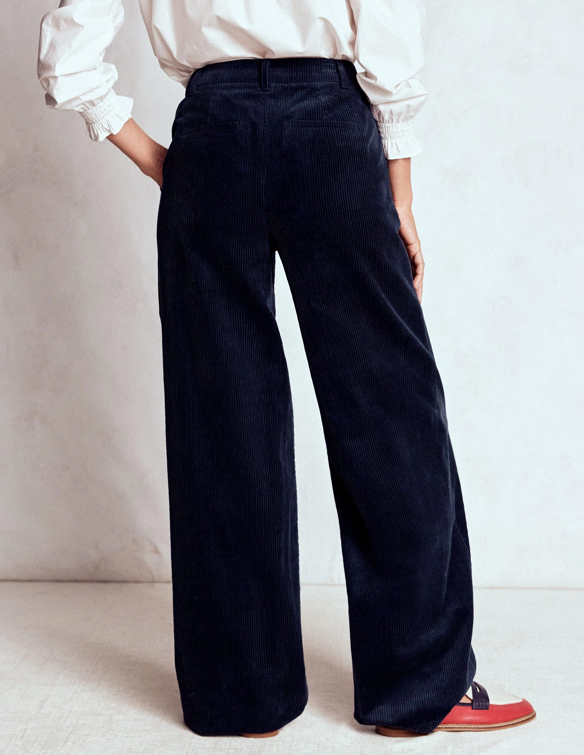 ElasticWaistband Quick Fit Belgravia Cord Trousers-Navy