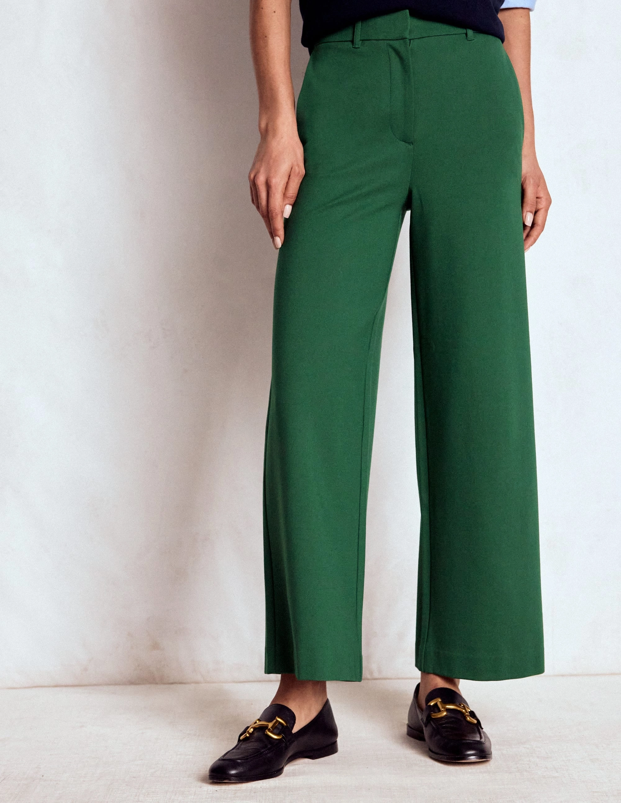 All-day Comfort Belgravia Ponte Crop Trousers-Hunter Green