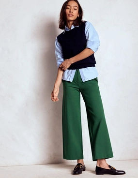 Flat Seams Belgravia Ponte Crop Trousers-Hunter Green