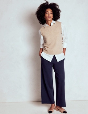 Layering Comfort Belgravia Ponte Crop Trousers-Navy