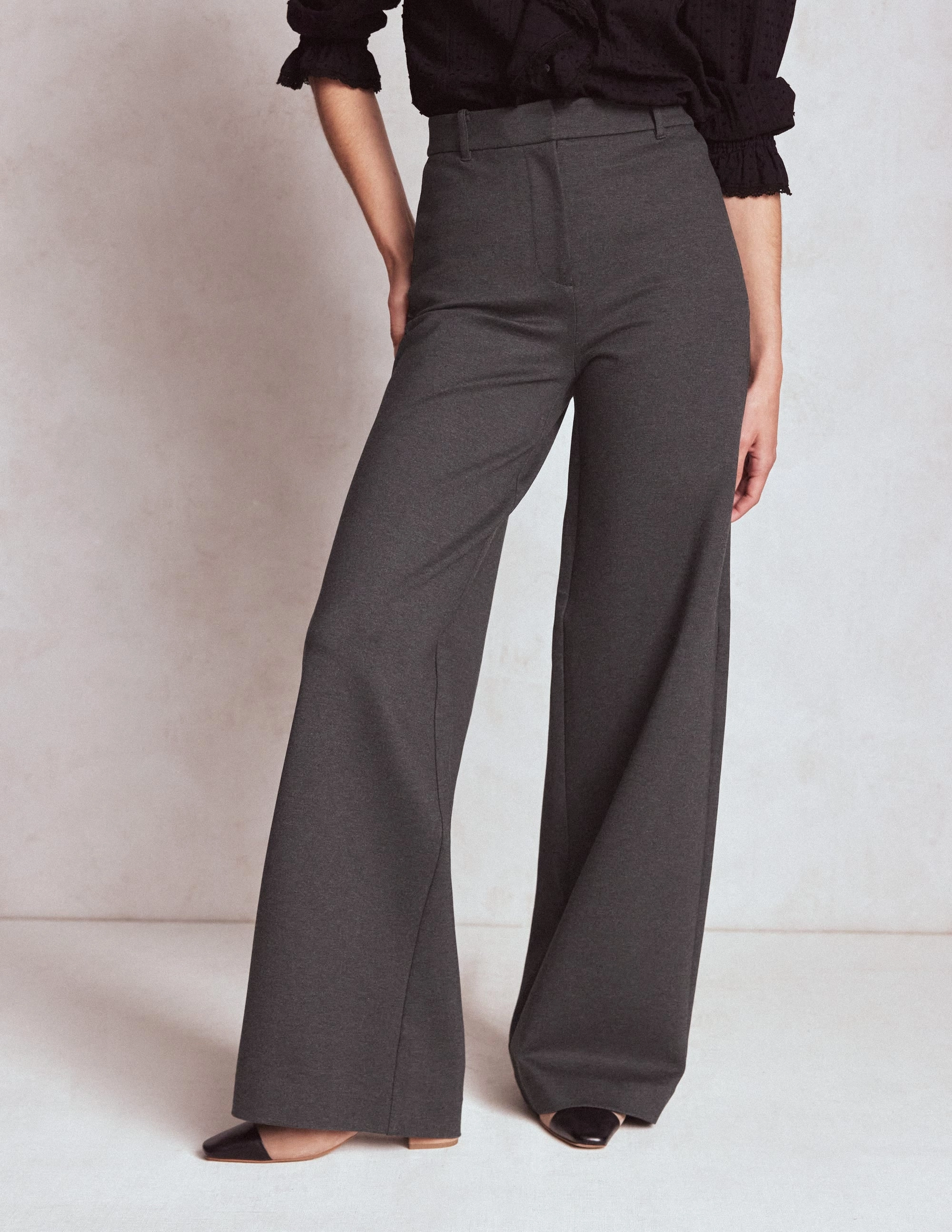 Layer-Friendly Fit On The Move Belgravia Ponte Trousers-Charcoal Grey
