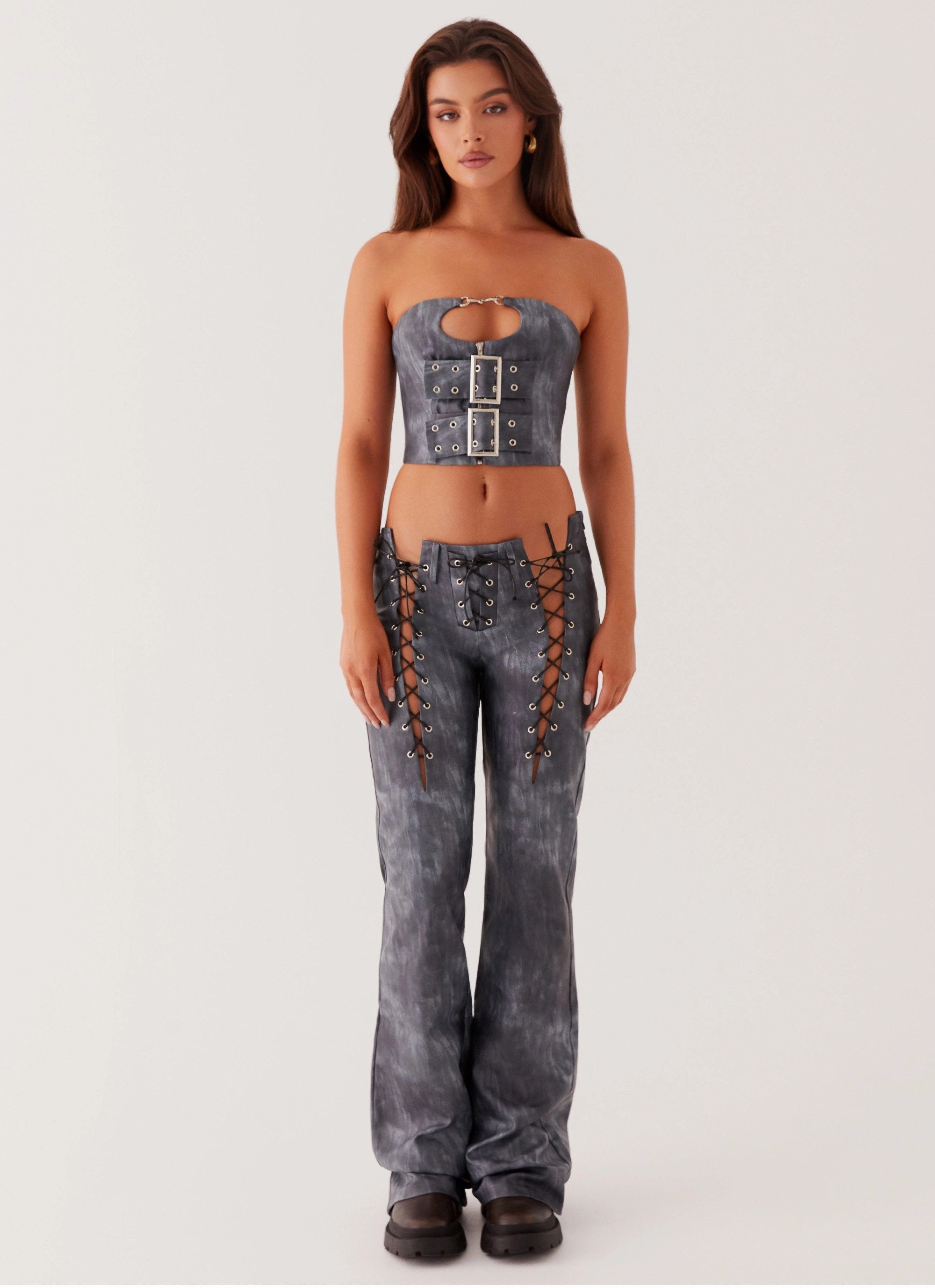 Better When I'm Dancing Lace Up Pants - Graphite Timeless Layers Agile Fit
