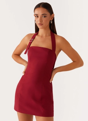 Bianca Halter Dress - Red relaxed shape