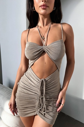 Billie Dress - Dusty Brown Crisp Silhouette Subtle design