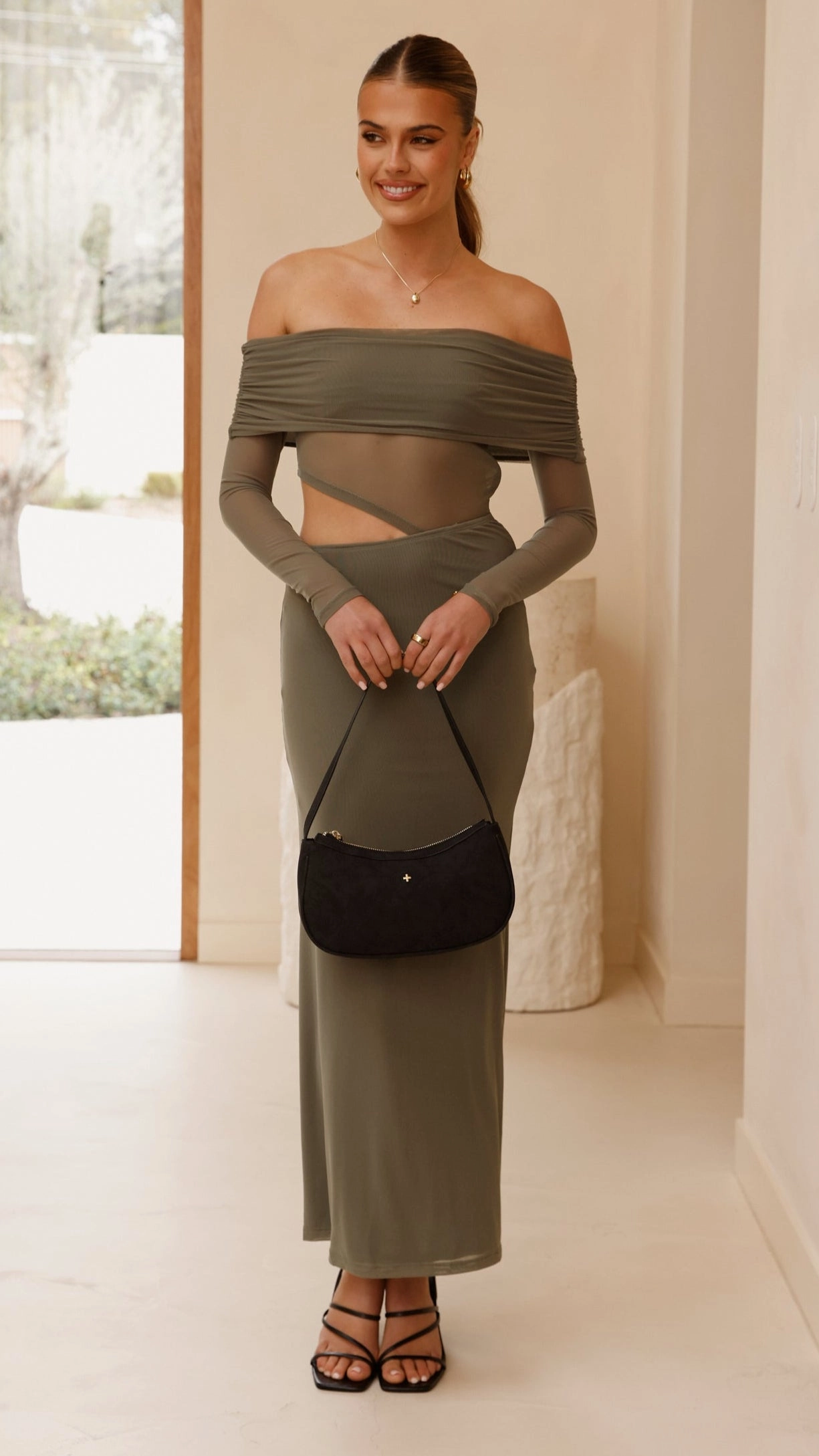 Perfect Layer Blaire Off The Shoulder Maxi Dress - Olive