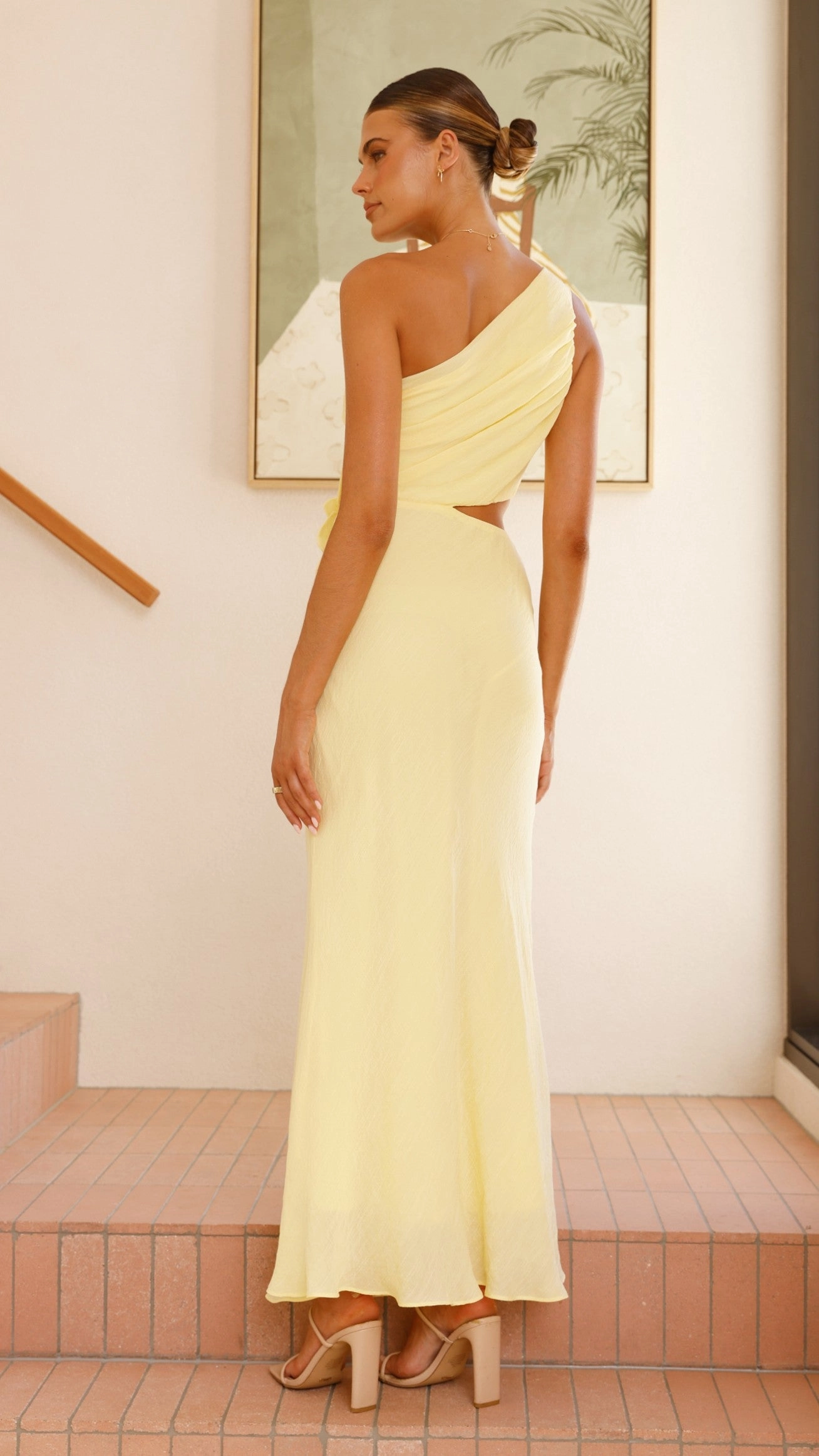 Bloom One Shoulder Cut Out Maxi Dress - Yellow OdorControlTreatment Chic Layering