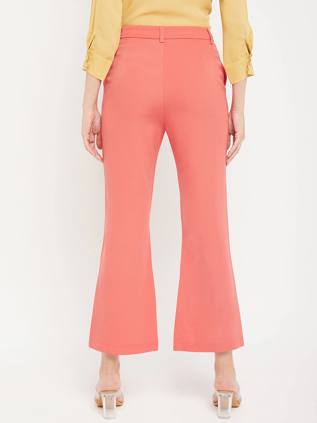 Light Waist Madame Solid Coral Bootcut Trousers
