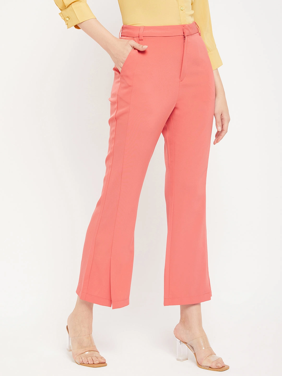 Madame Solid Coral Bootcut Trousers FlameRetardantTreatment