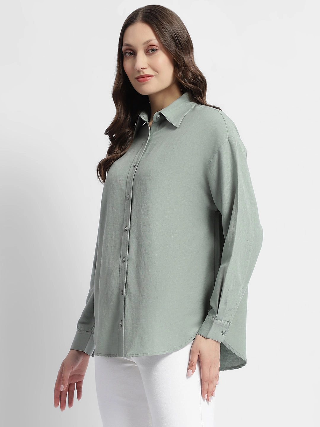 Timeless Appeal Madame Dusty Green Regular Full Sleeve Shirt