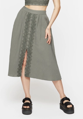 investment piece Alder Cotton Ivy Detail Midi Skirt
