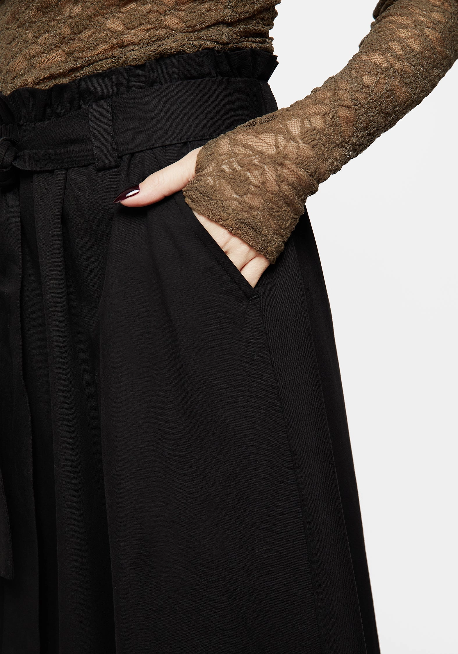 Water Resistant Signature Line Strega Tie Belt Midaxi Skirt