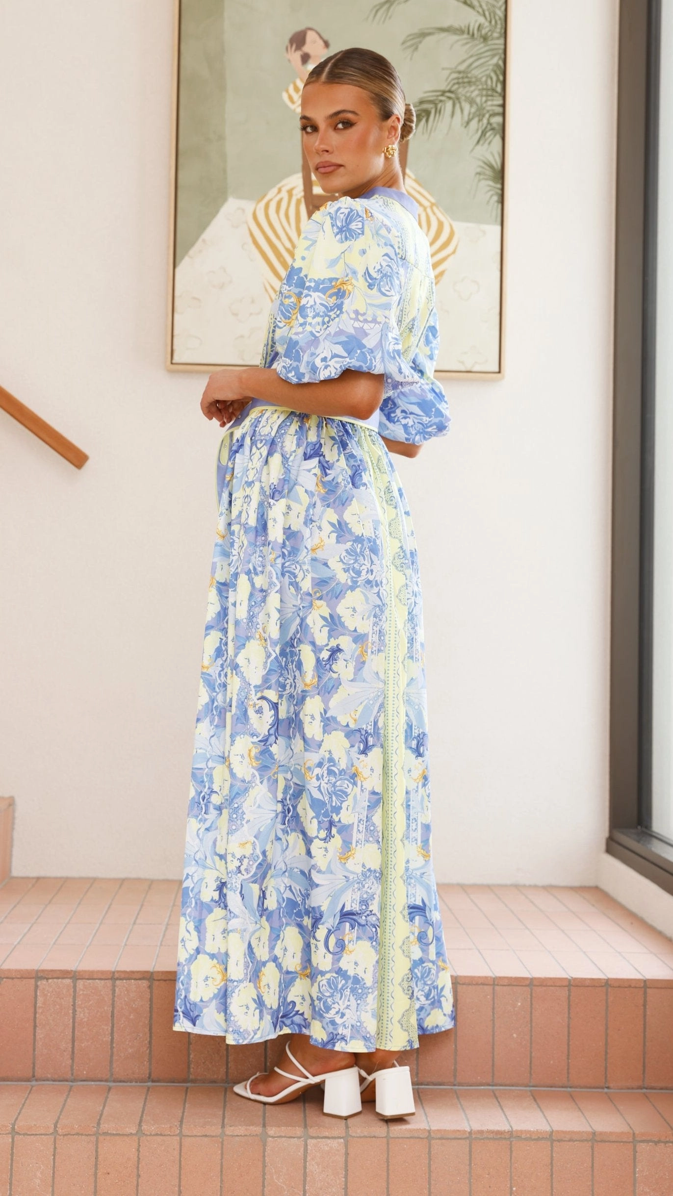 Relax Motion Claudelle Maxi Dress - Blue/Yellow