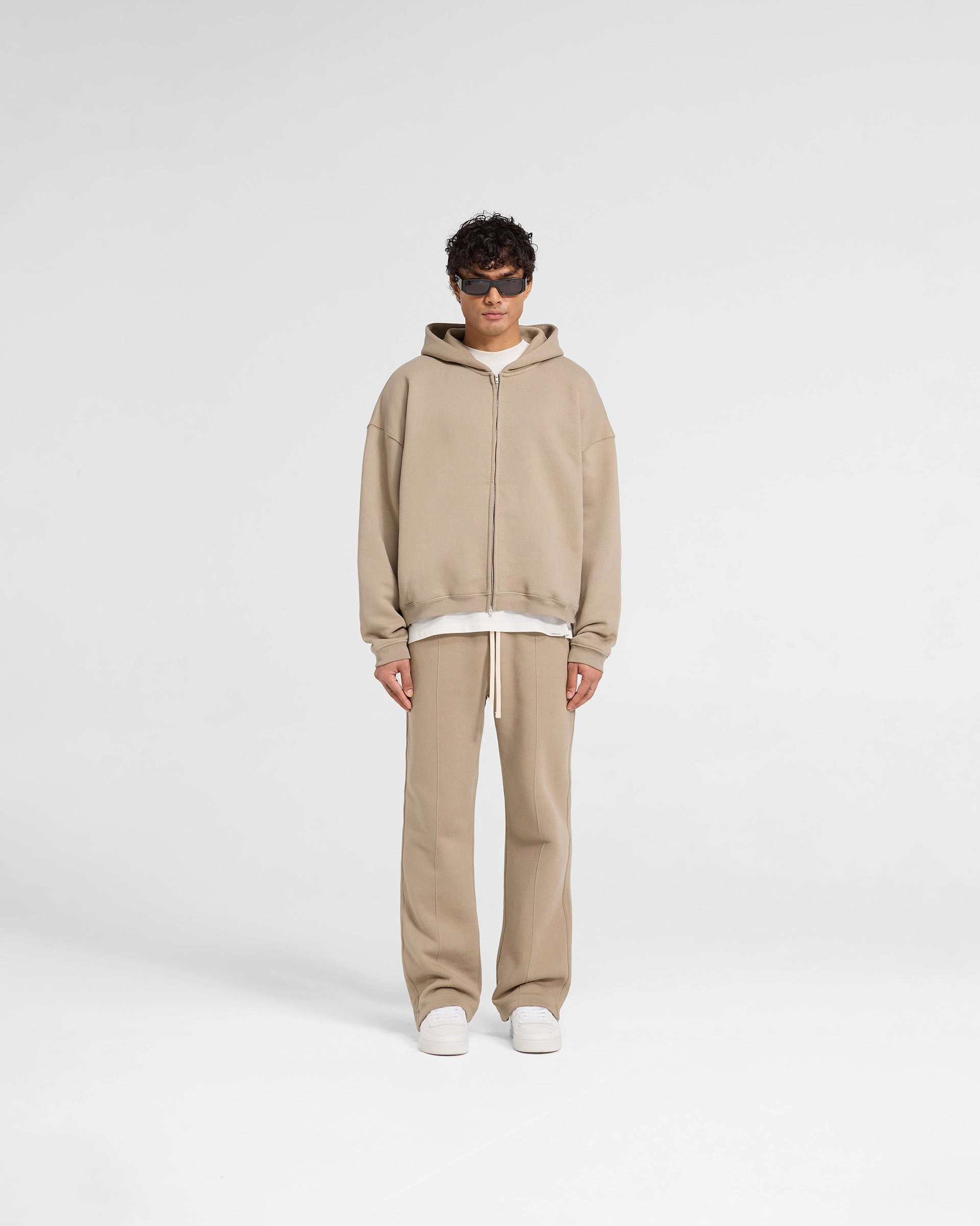 Initial Boxy Zip Through Hoodie - Dune Weekend Style Kangaroo like