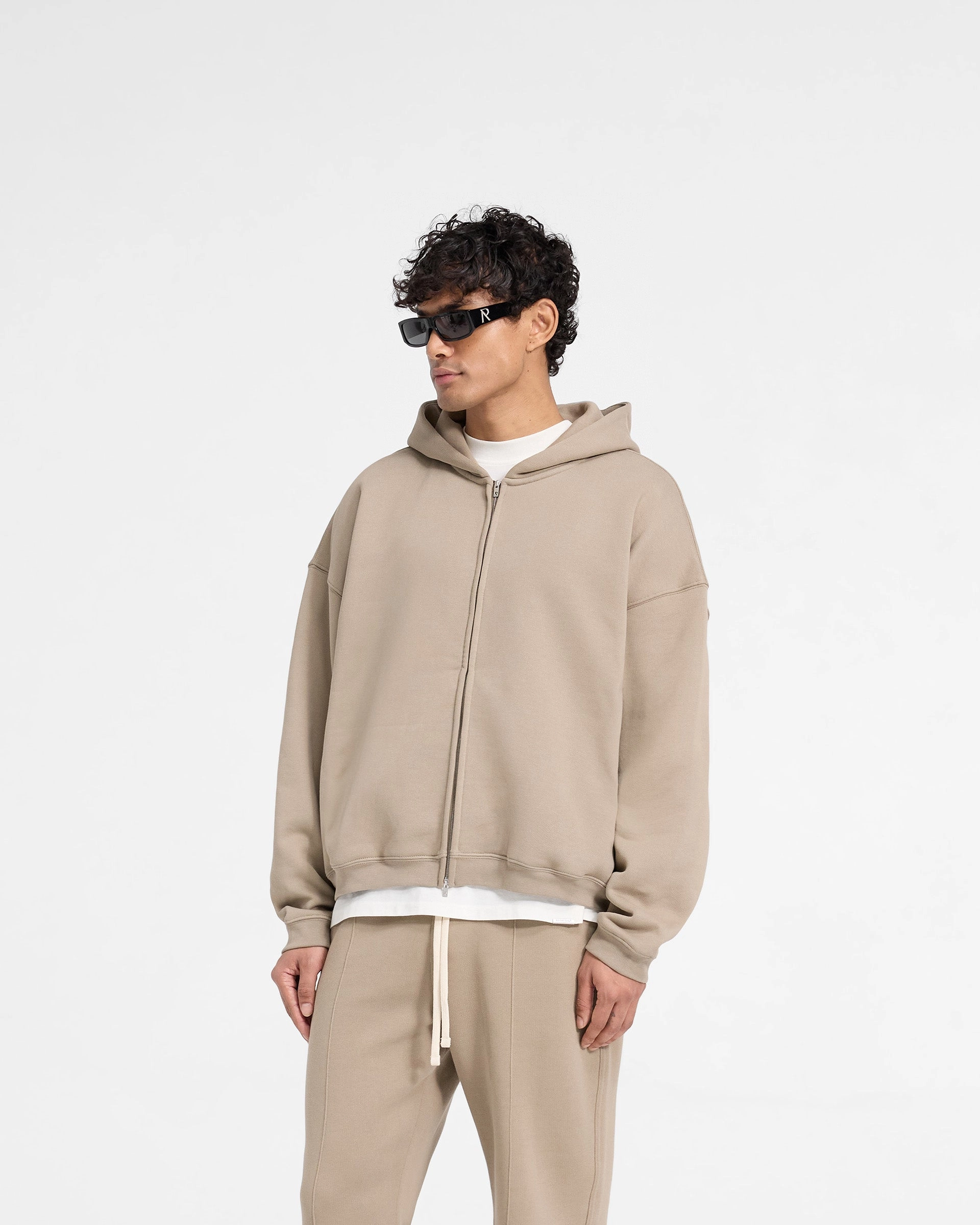 Initial Boxy Zip Through Hoodie - Dune Youth Unisex Design